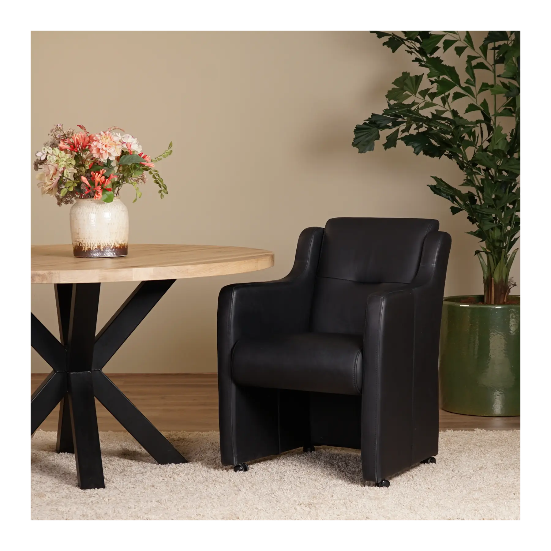 afbeelding van Leren eetkamerstoel Mass