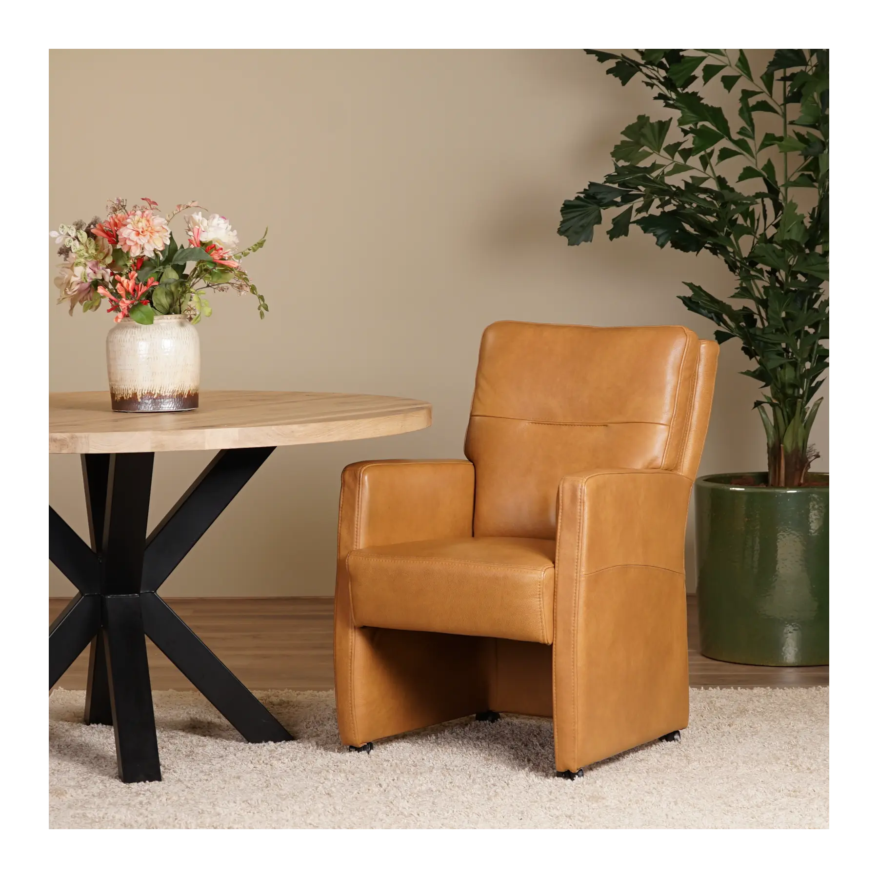 afbeelding van Leren eetkamerstoel Sharp