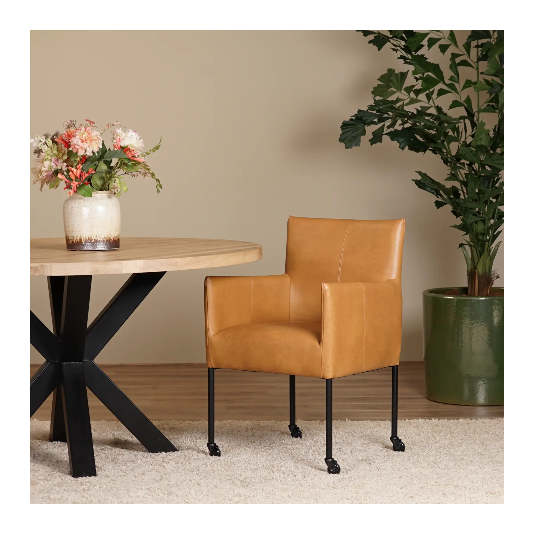 afbeelding van Leren eetkamerstoel Desire