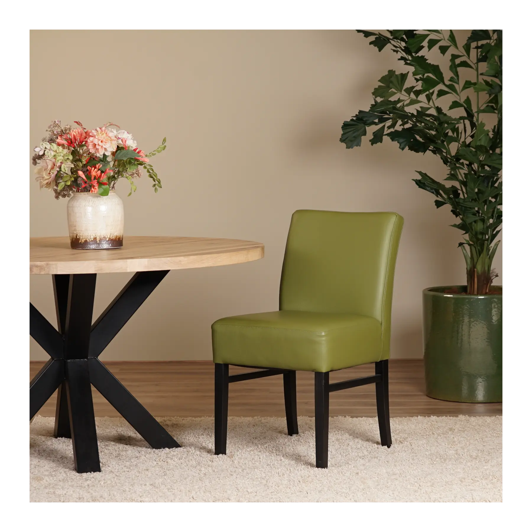 afbeelding van Leren eetkamerstoel Hold