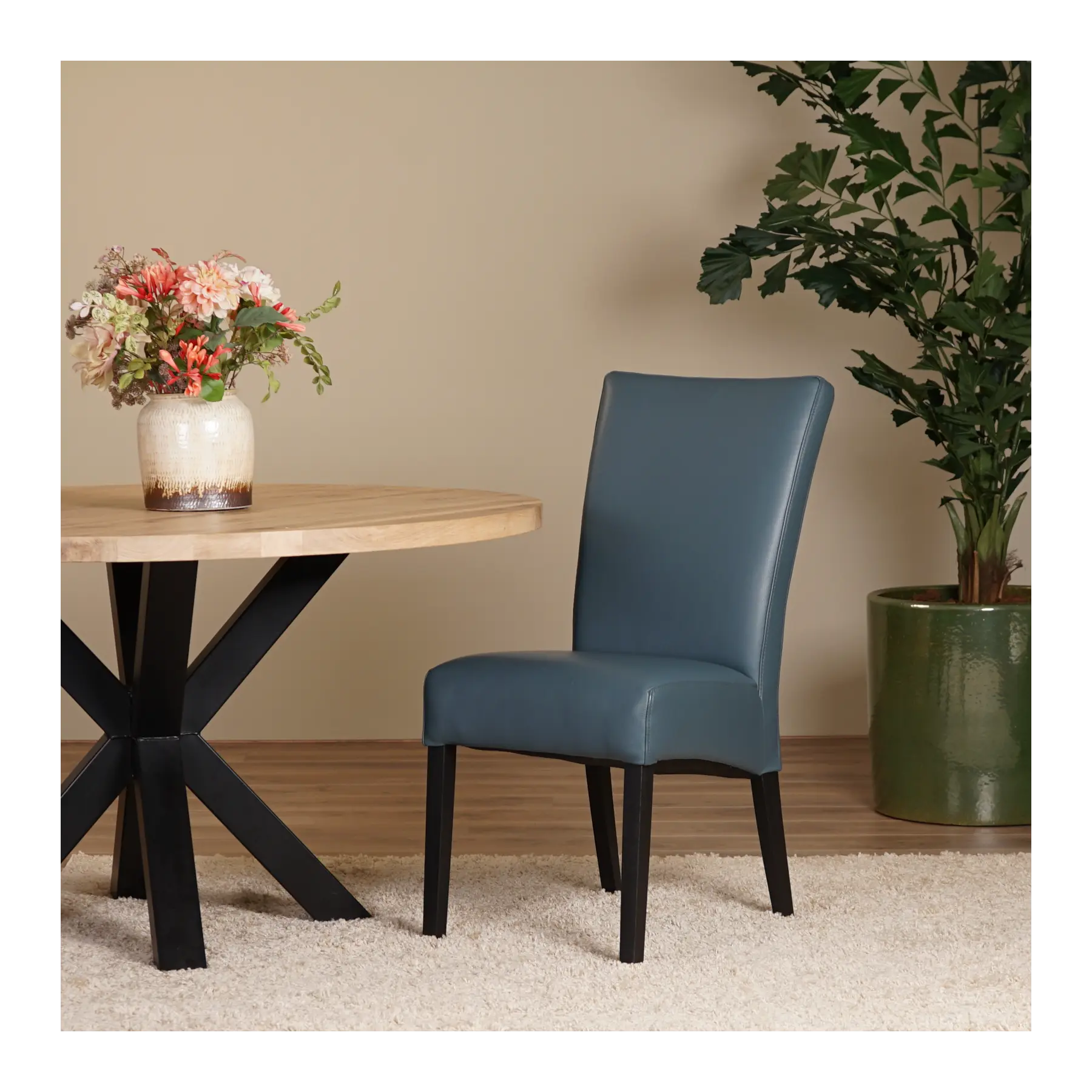 afbeelding van Leren eetkamerstoel Just