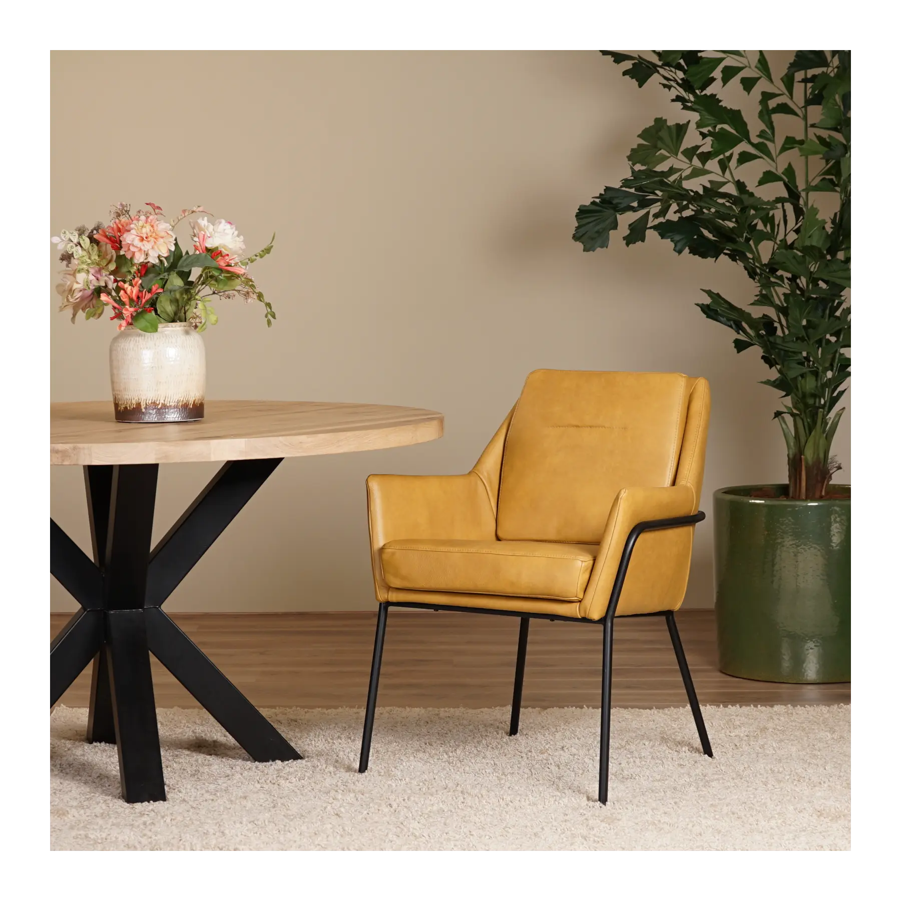 afbeelding van Leren eetkamerstoel Mix