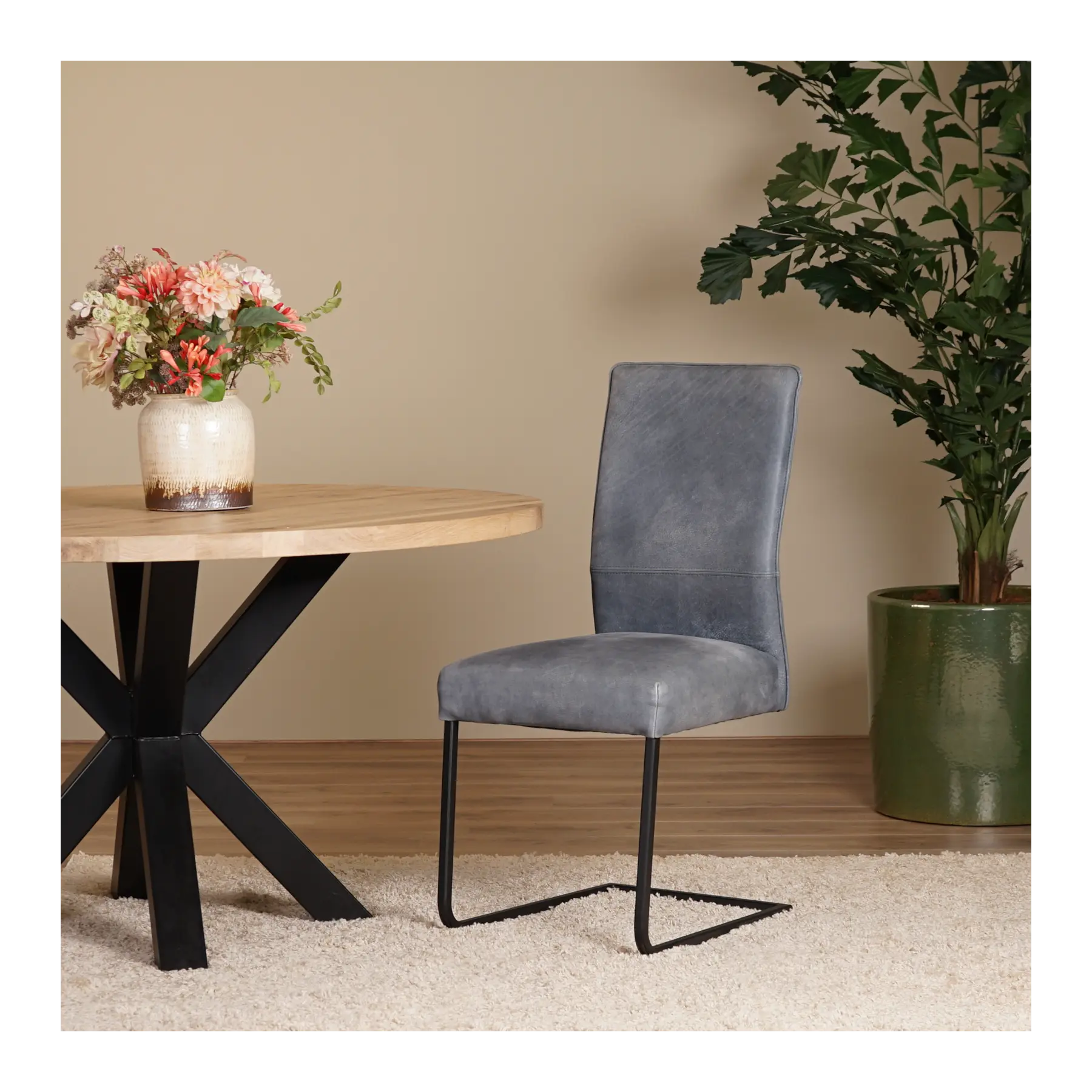 afbeelding van Leren eetkamerstoel Remix