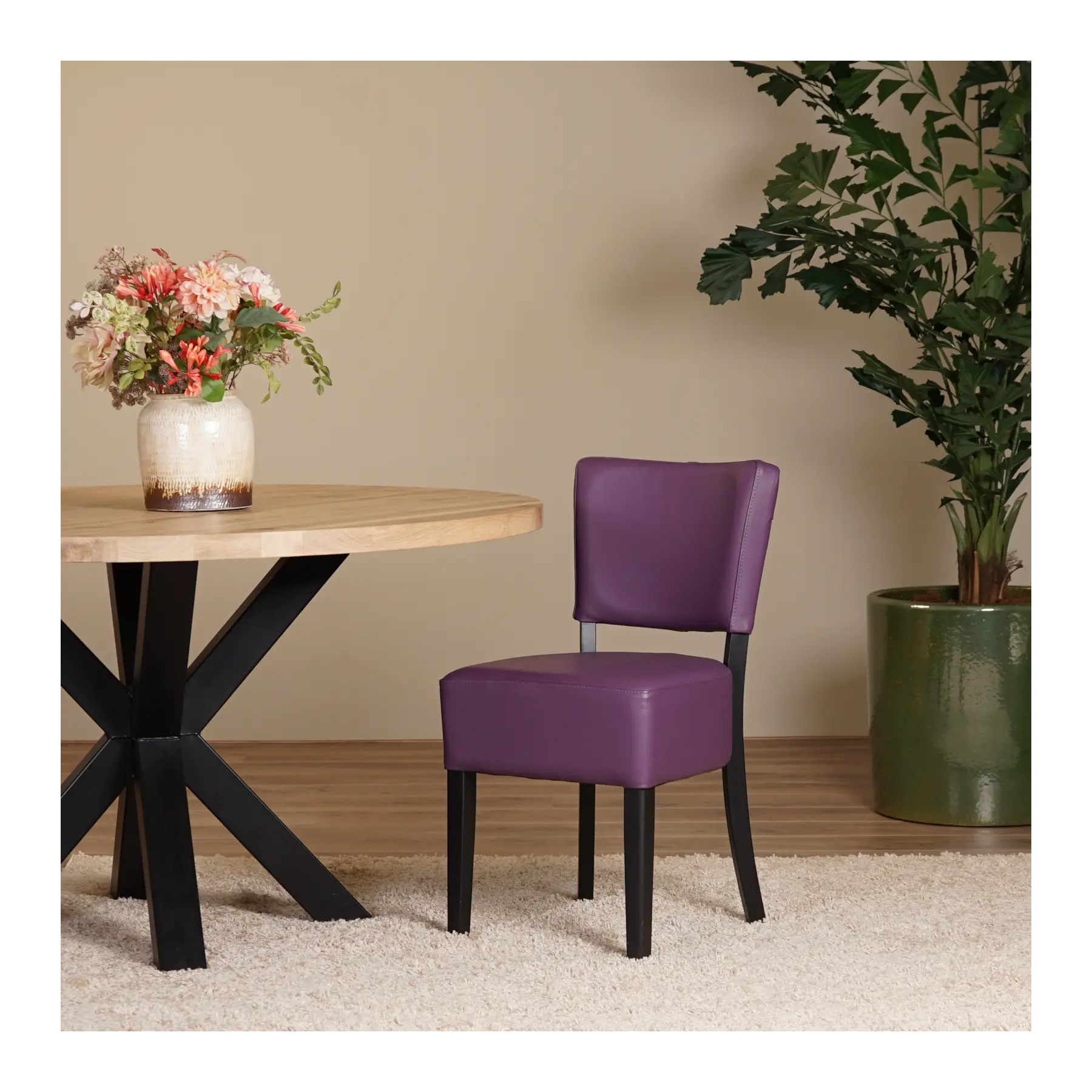 afbeelding van Leren eetkamerstoel Rest