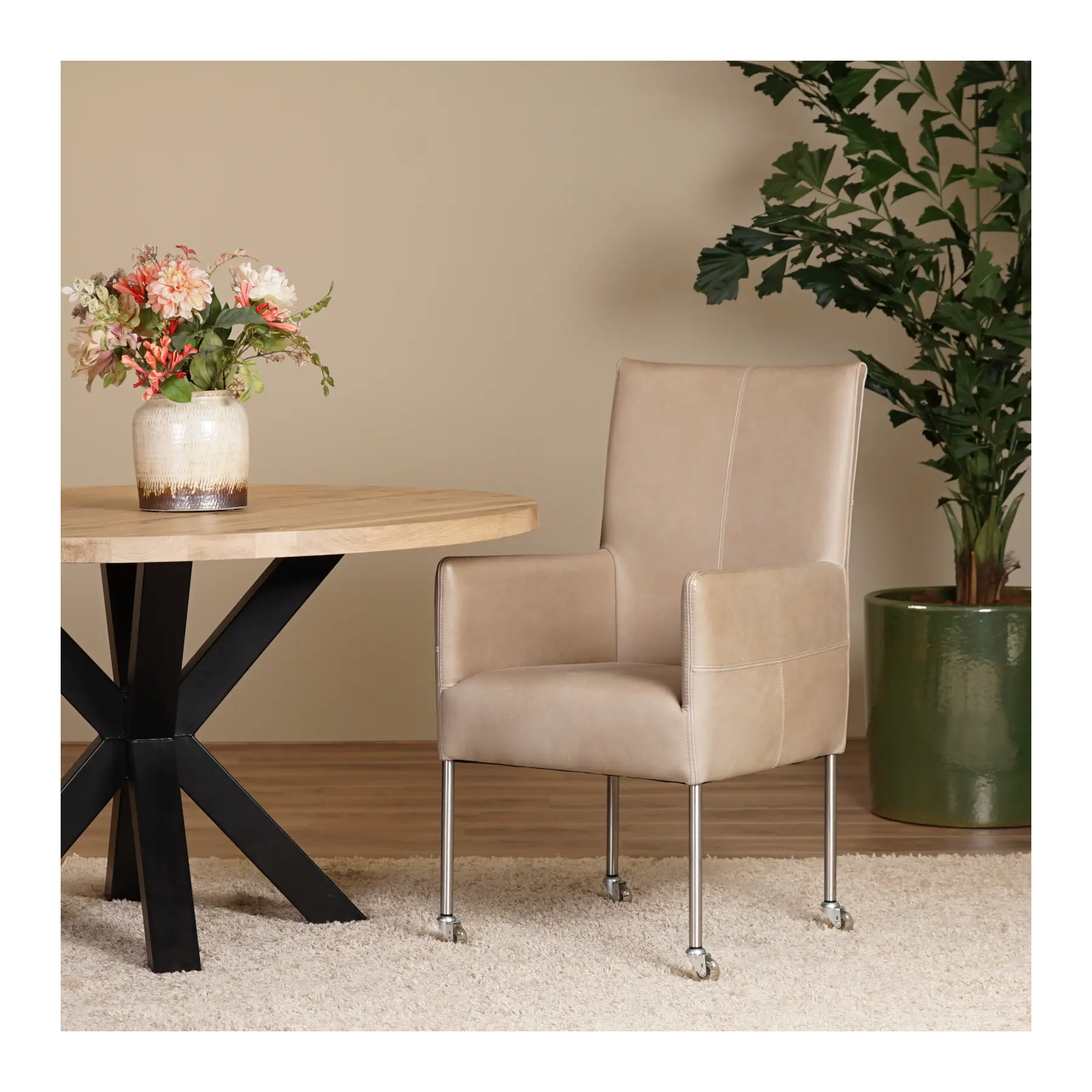 afbeelding van Leren eetkamerstoel Spark