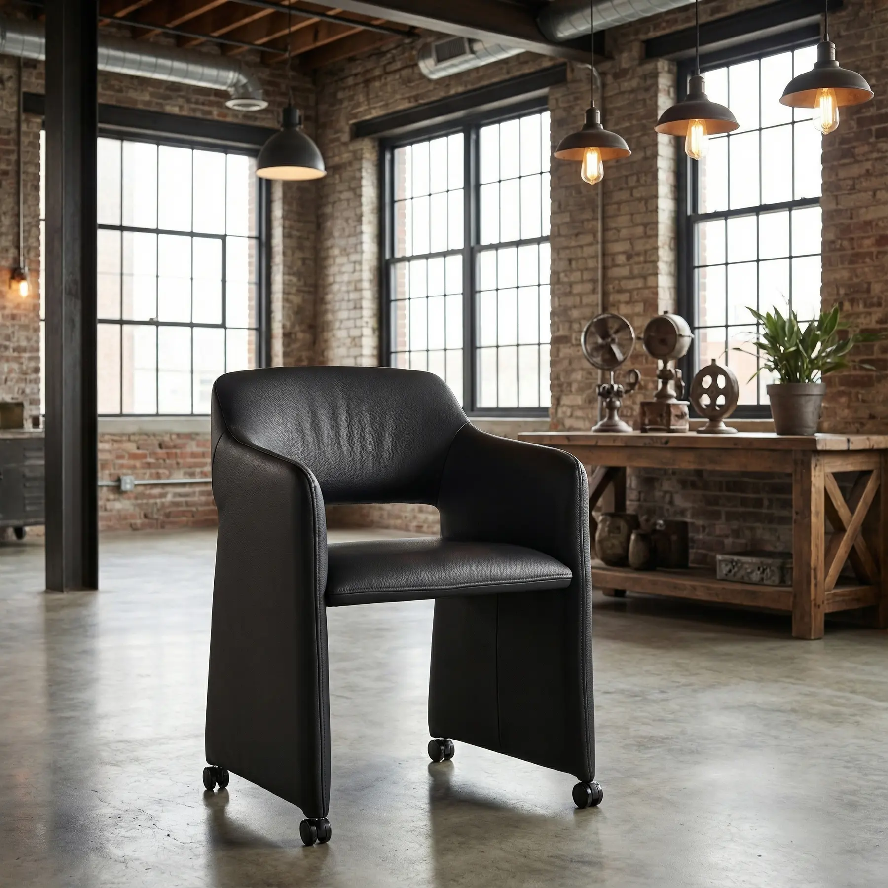 afbeelding van Leren eetkamerstoel Icon - Toledo Antracite (donkergrijs)