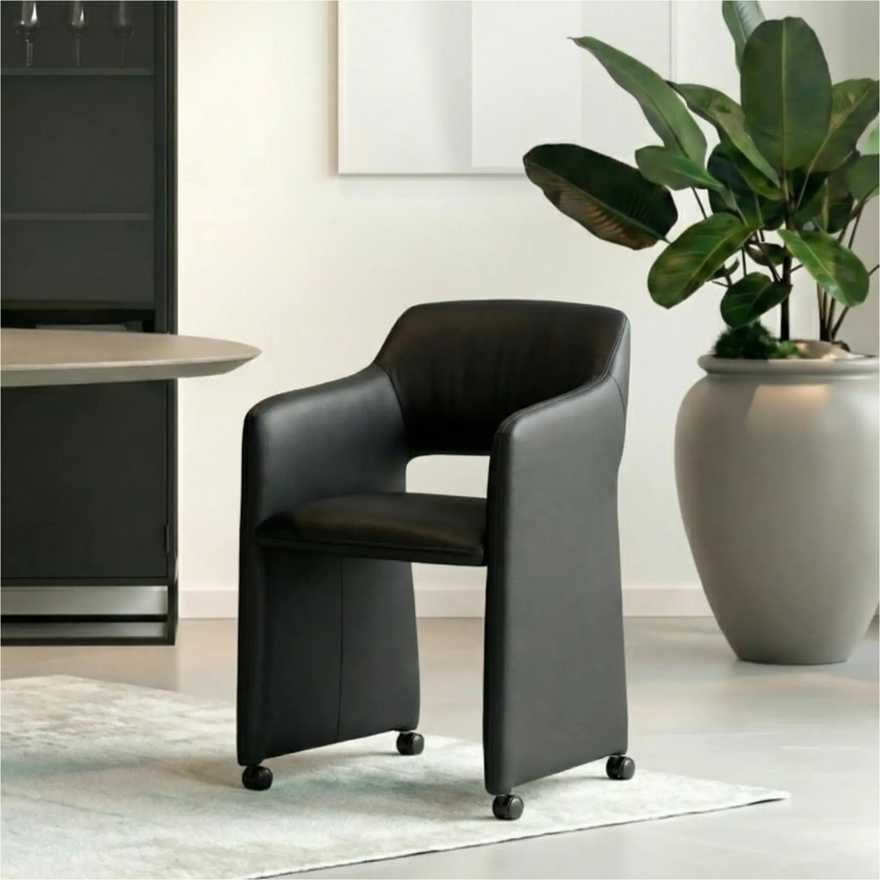 afbeelding van Leren eetkamerstoel Icon - Toledo Antracite (donkergrijs)