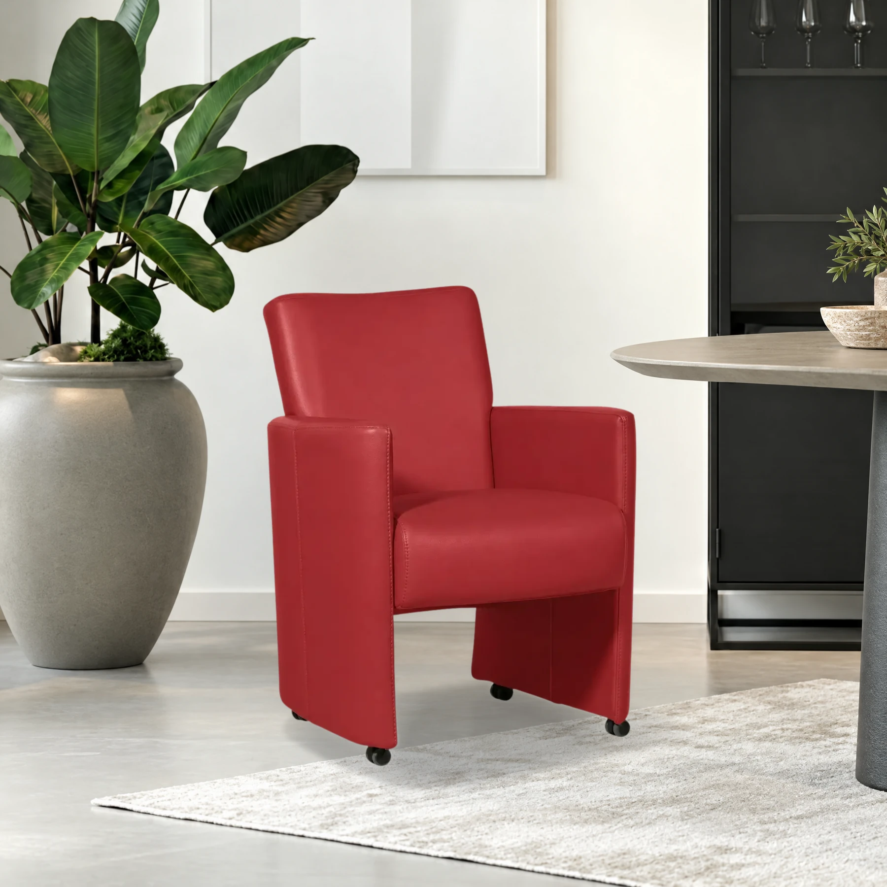 afbeelding van Leren eetkamerstoel Elegant - Toledo Ducati (rood) - Zonder handgreep