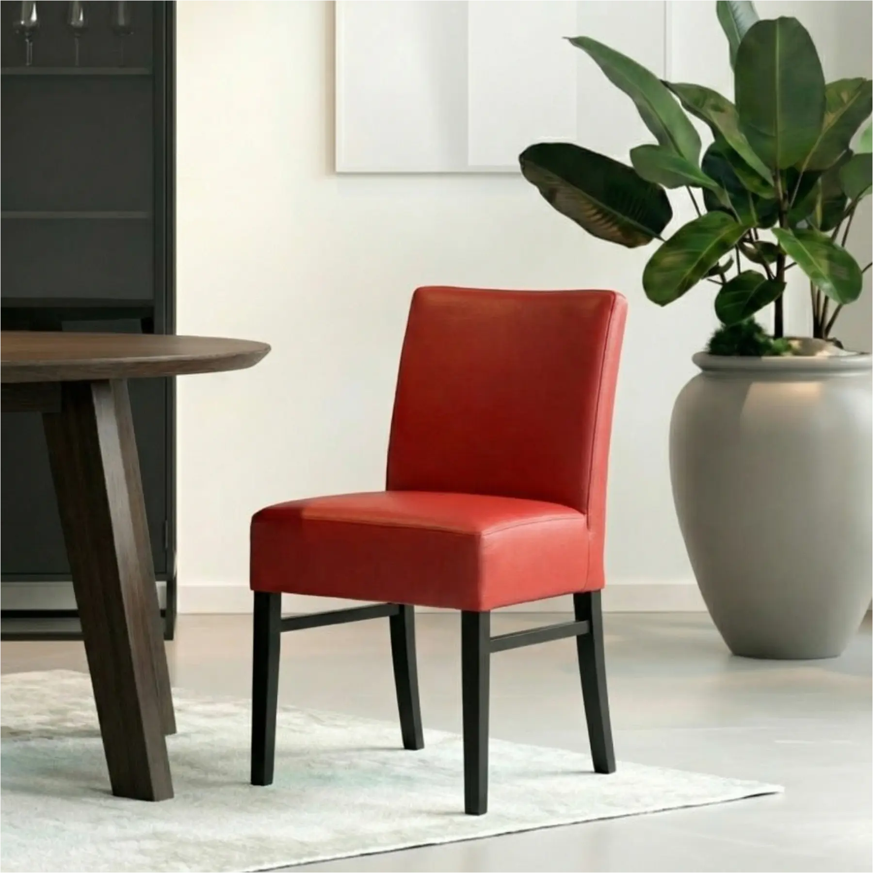 afbeelding van Leren eetkamerstoel Hold - Toledo Ducati (rood) - Poten hout zwart