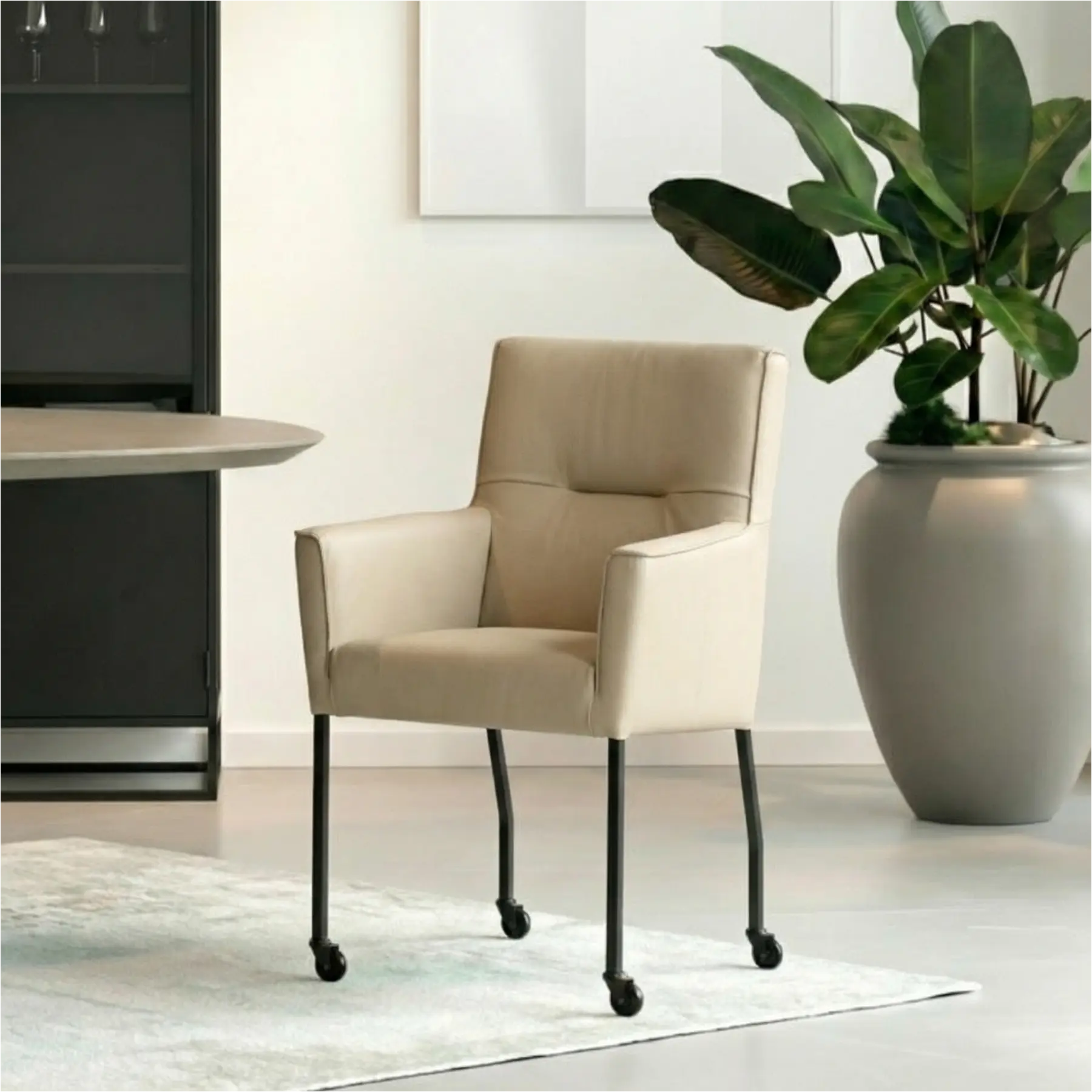 afbeelding van Leren eetkamerstoel Lucky - Toledo Mastic (taupe/bruin)