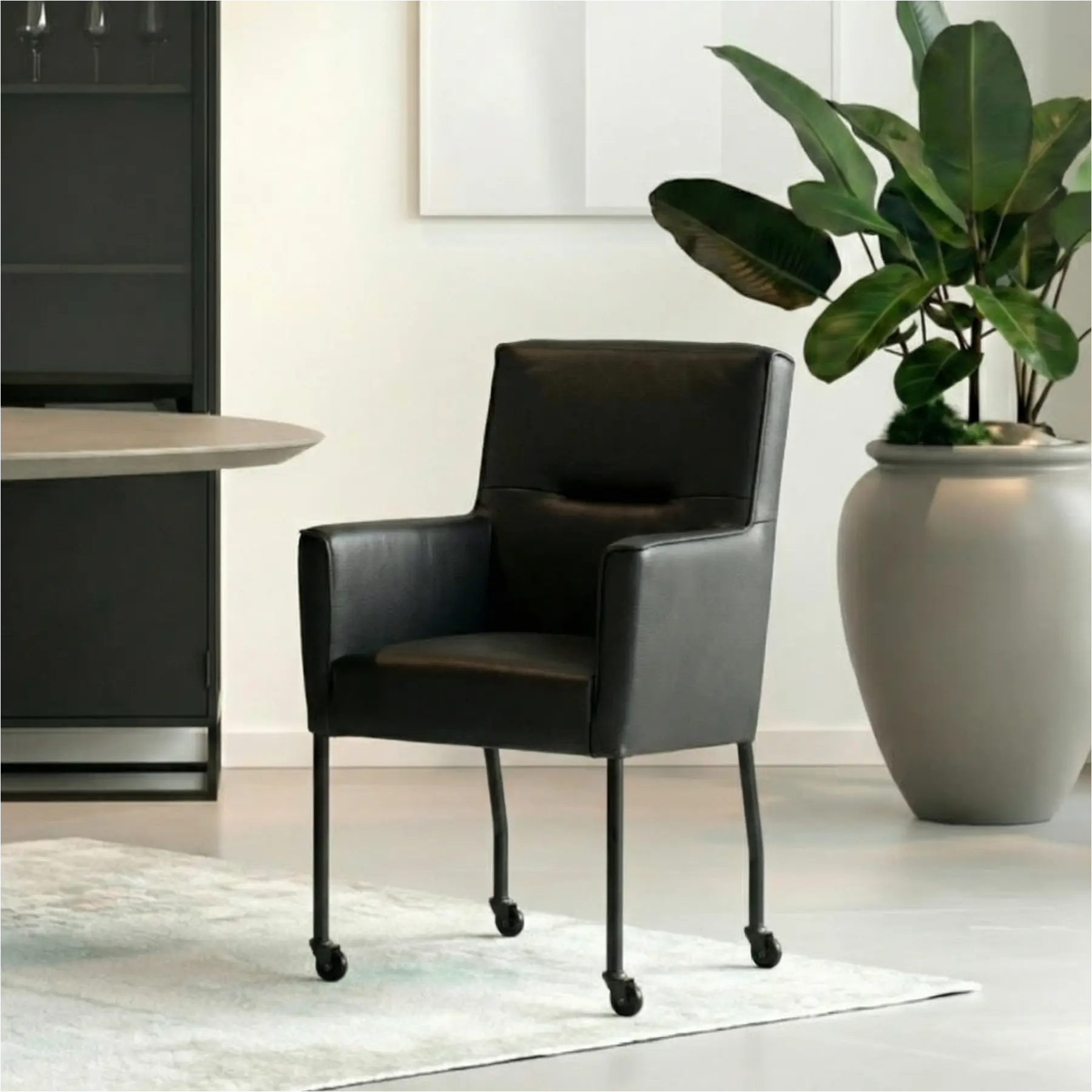 afbeelding van Leren eetkamerstoel Lucky - Toledo Nero (zwart)