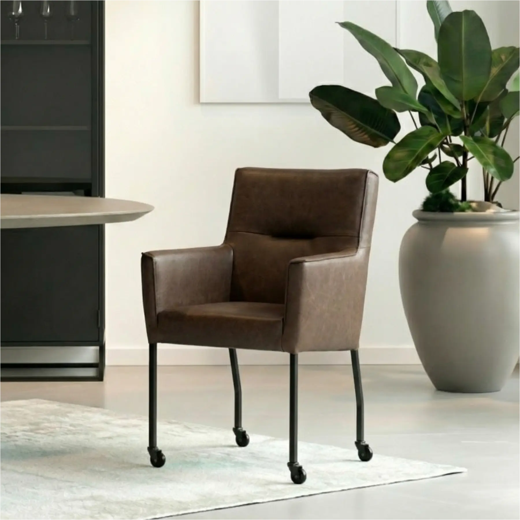 afbeelding van Leren eetkamerstoel Lucky - Vintage Brown (bruin)