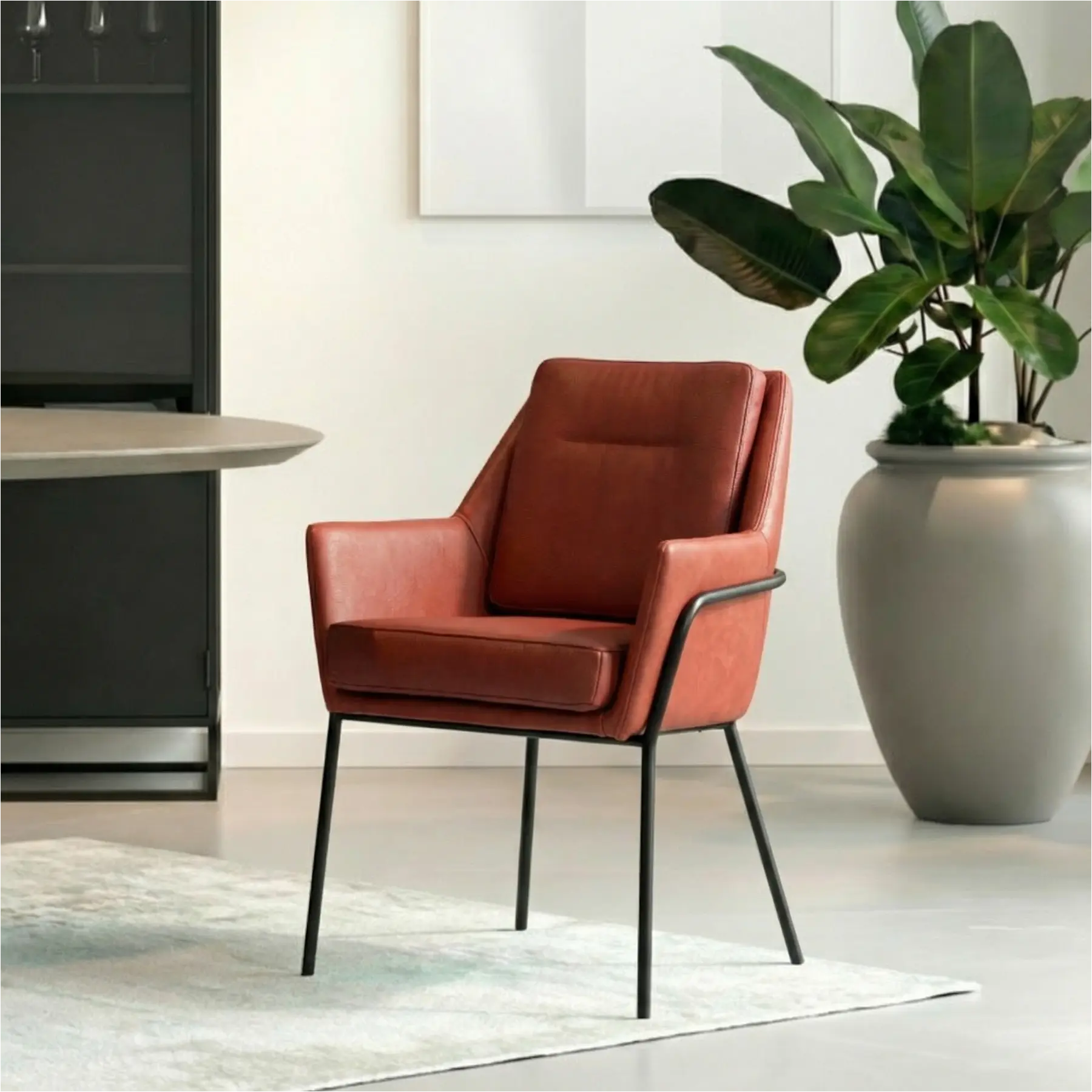 afbeelding van Leren eetkamerstoel Mix Duo