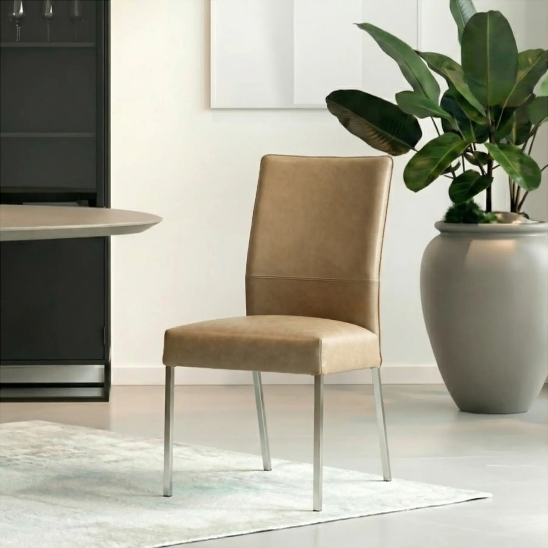 afbeelding van Leren eetkamerstoel Real