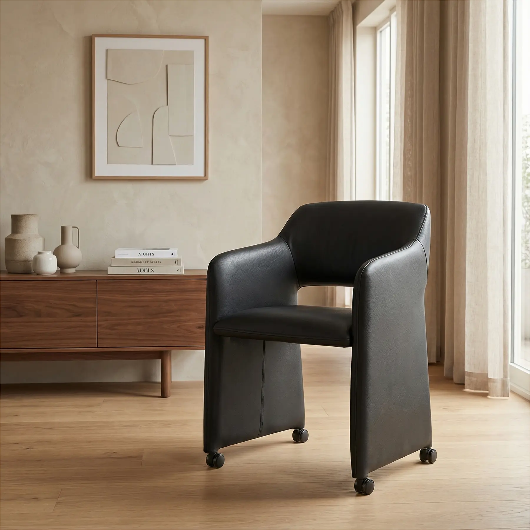 afbeelding van Leren eetkamerstoel Icon - Toledo Antracite (donkergrijs)