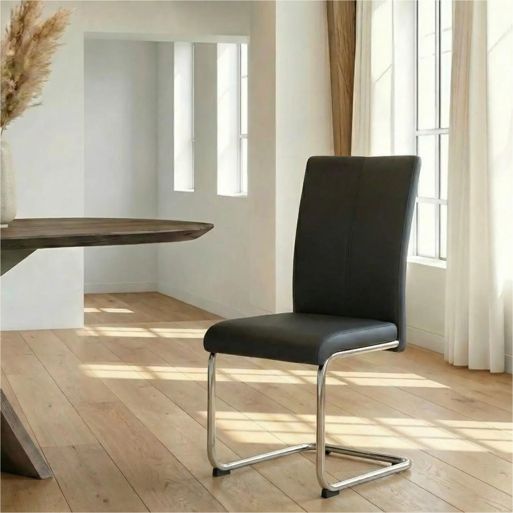 afbeelding van Leren eetkamerstoel Dry