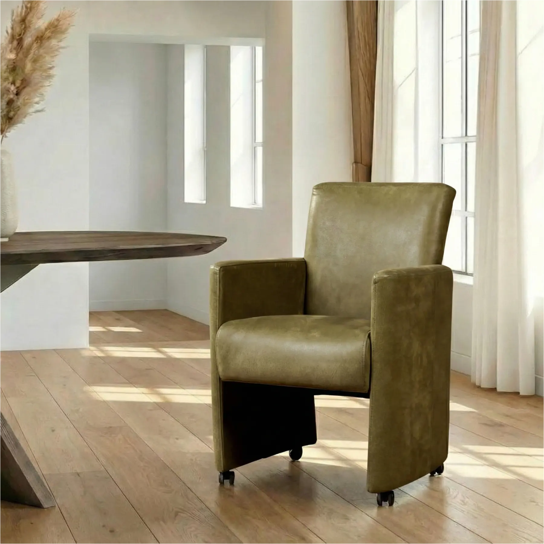 afbeelding van Leren eetkamerstoel Elegant