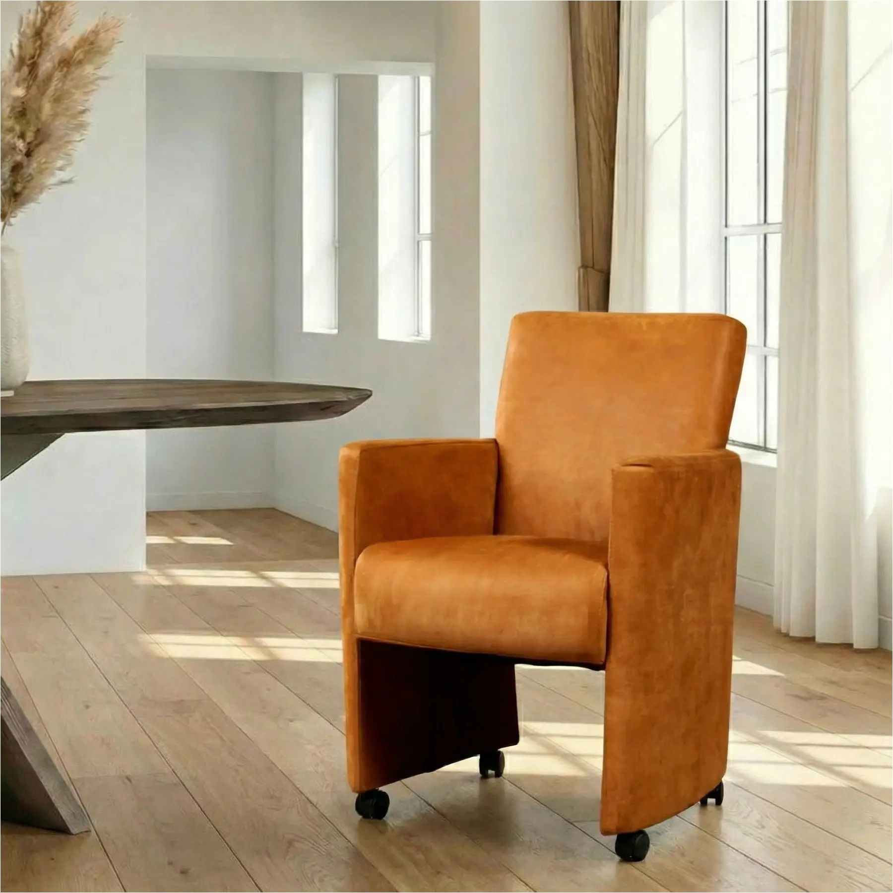 afbeelding van Leren eetkamerstoel Elegant - Kenia Cognac (cognac) - Zonder handgreep