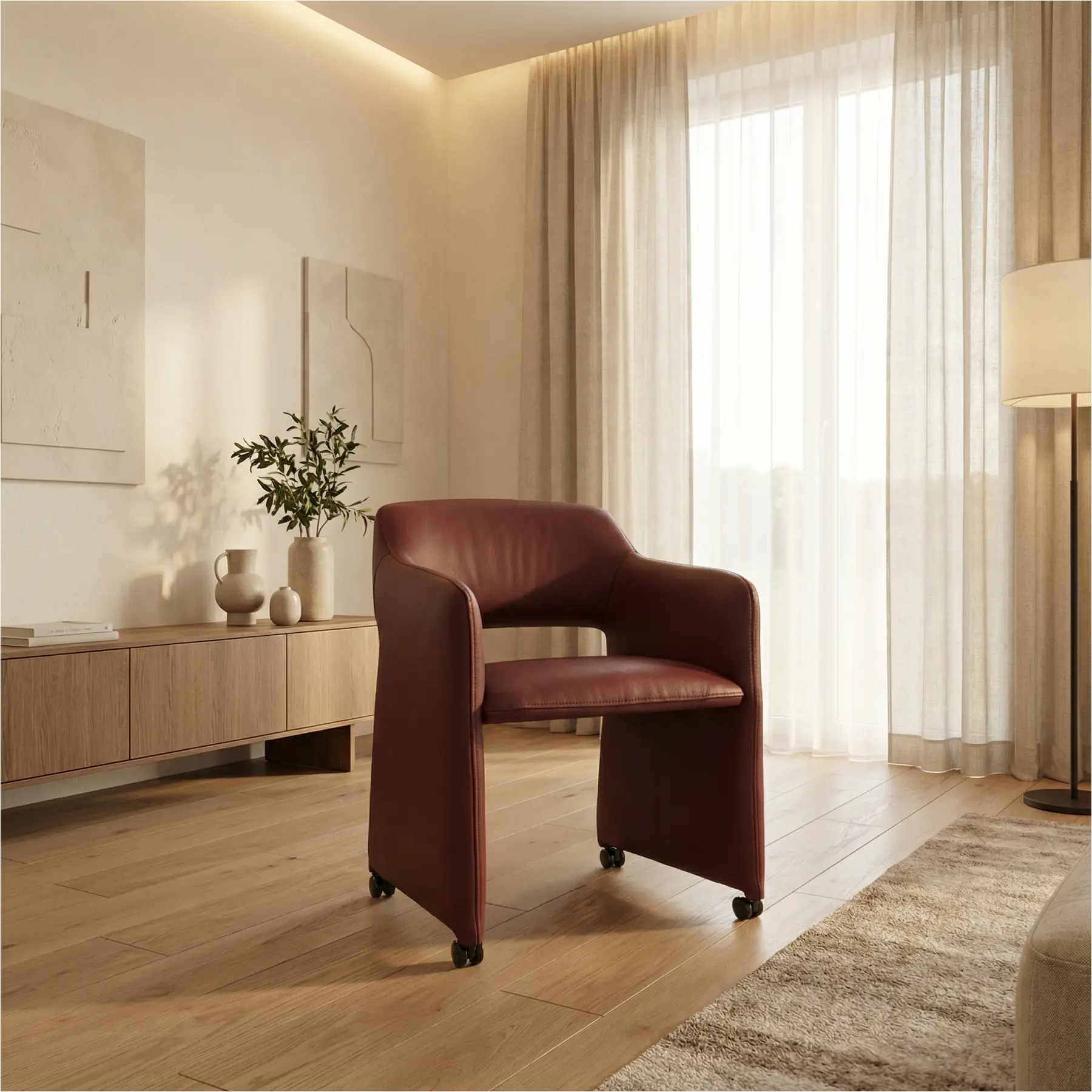 afbeelding van Leren eetkamerstoel Icon