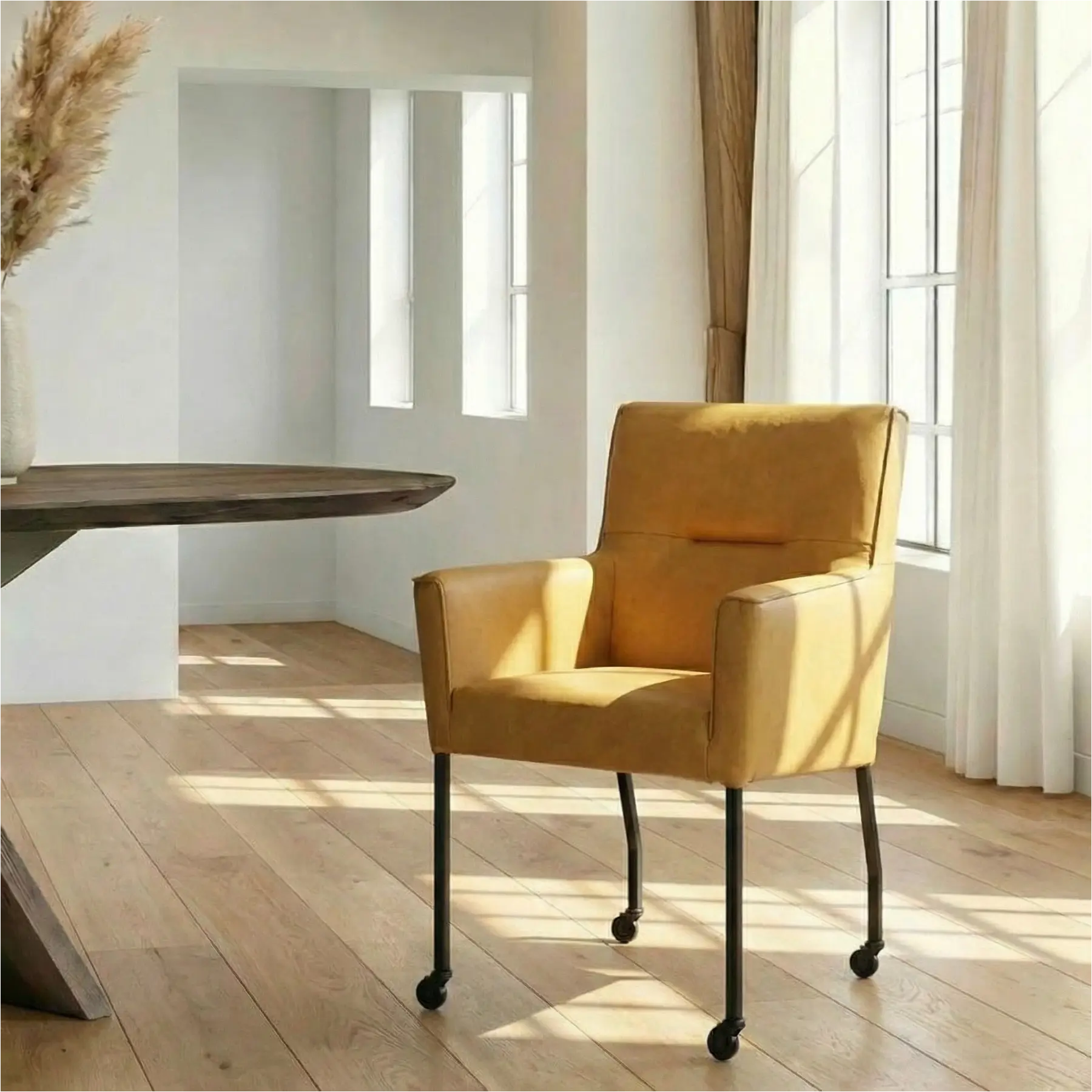 afbeelding van Leren eetkamerstoel Lucky - Granada Amber (cognac)