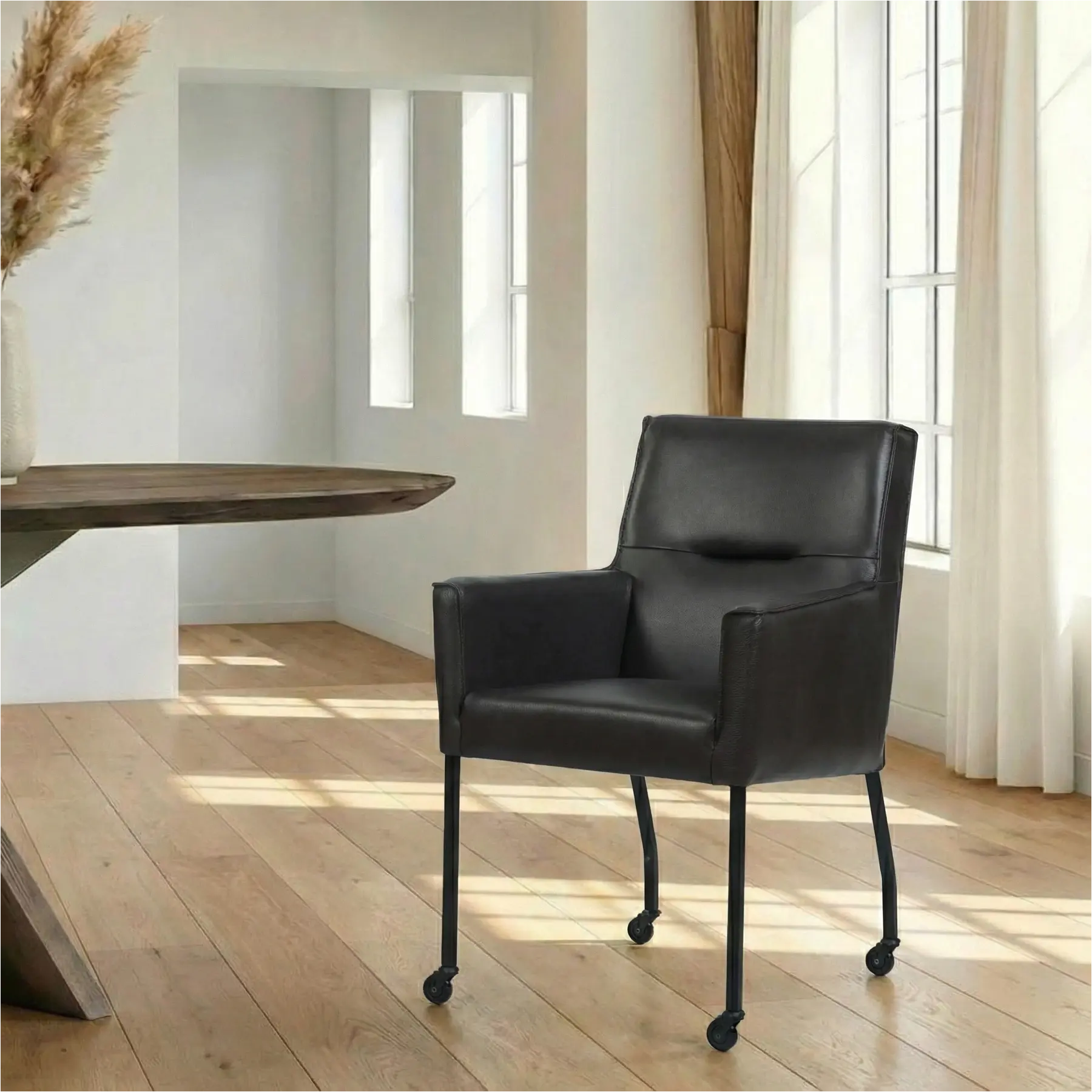 afbeelding van Leren eetkamerstoel Lucky - Granada Ebony (donkerbruin)