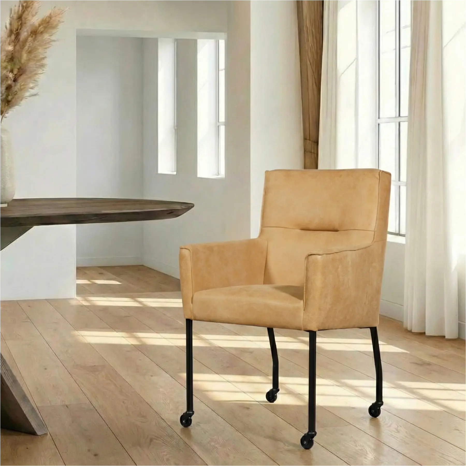 afbeelding van Leren eetkamerstoel Lucky - Kenia Cognac (cognac)