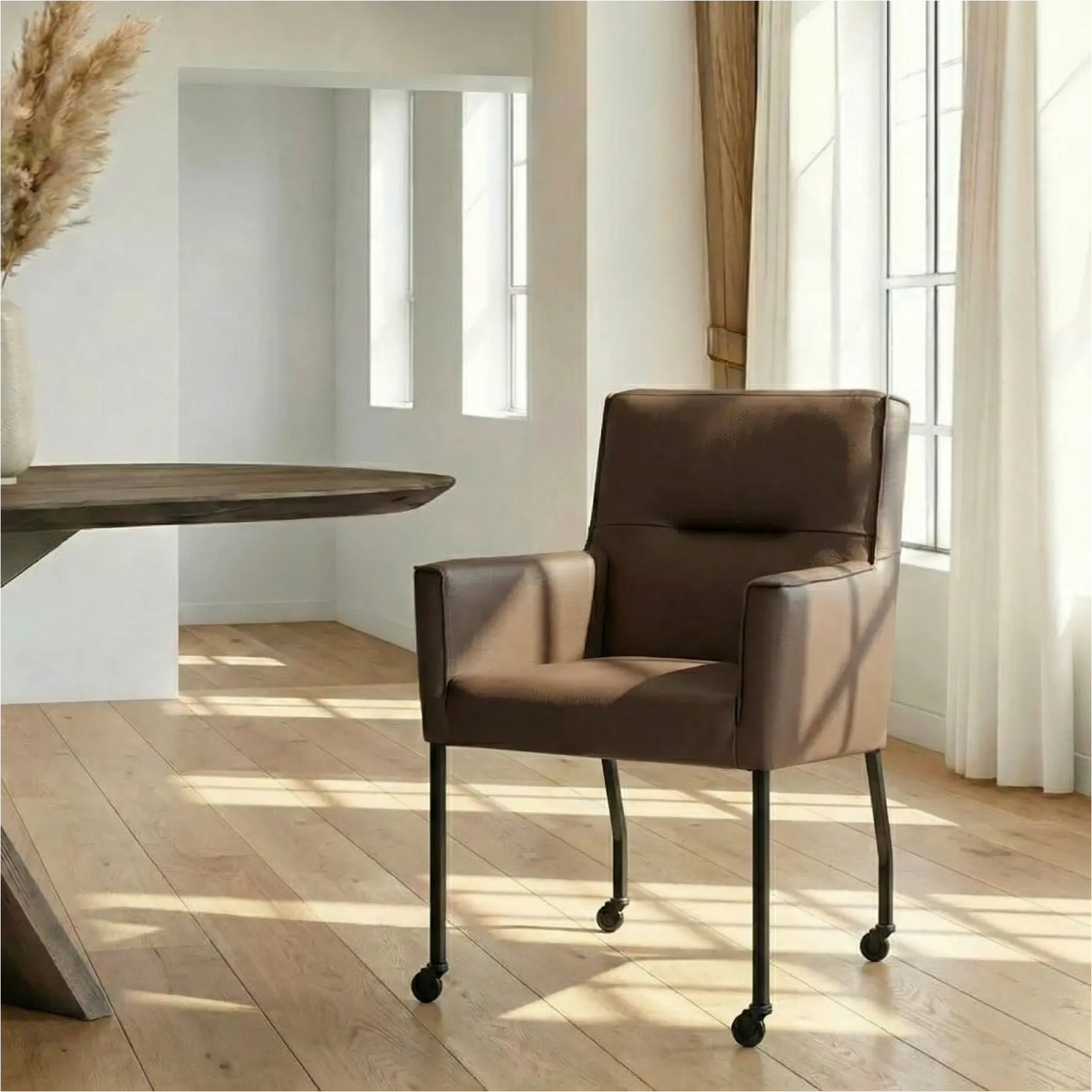 afbeelding van Leren eetkamerstoel Lucky - Toledo Espresso (bruin)