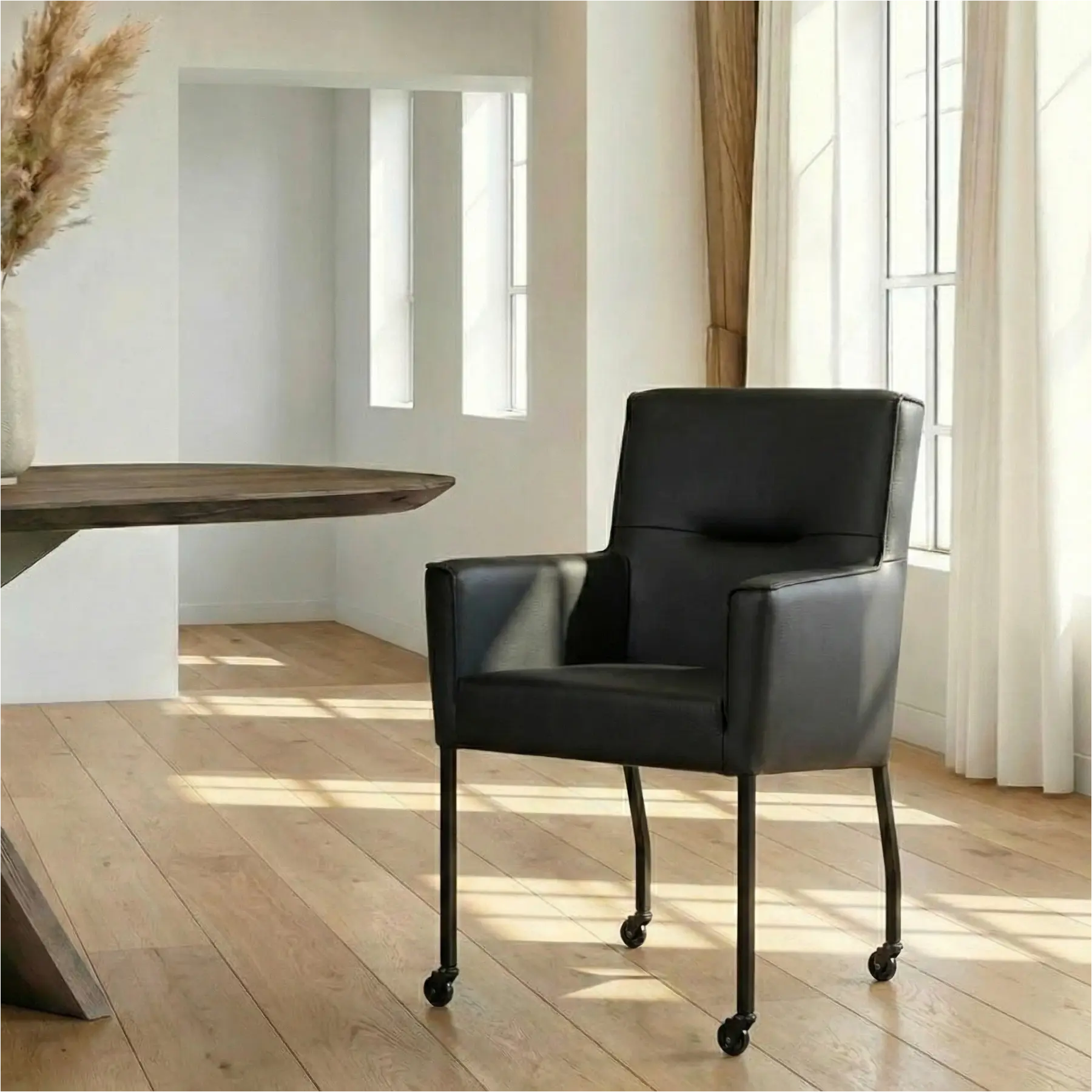 afbeelding van Leren eetkamerstoel Lucky - Toledo Nero (zwart)