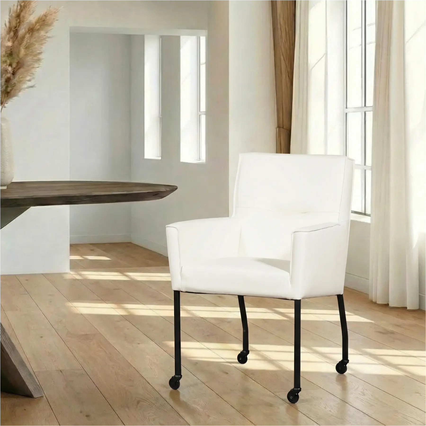 afbeelding van Leren eetkamerstoel Lucky - Toledo Purewhite (wit)