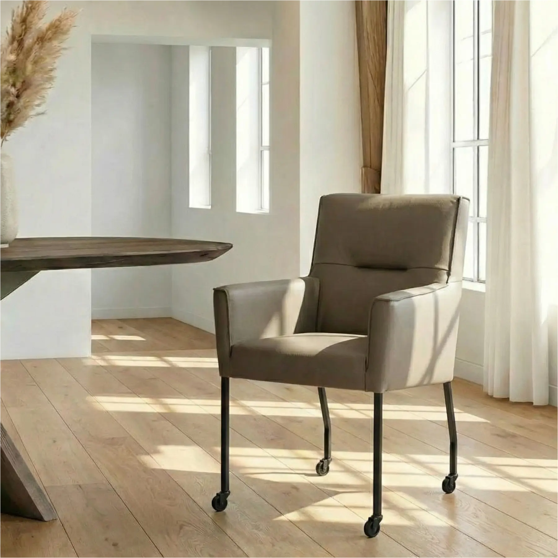 afbeelding van Leren eetkamerstoel Lucky - Toledo Smog (grijs)