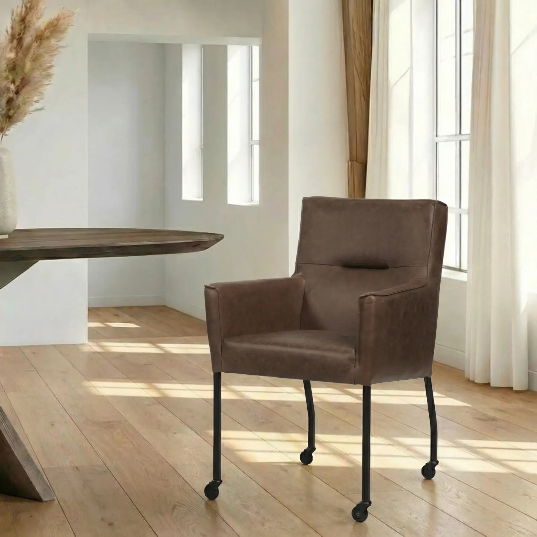 afbeelding van Leren eetkamerstoel Lucky - Vintage Brown (bruin)