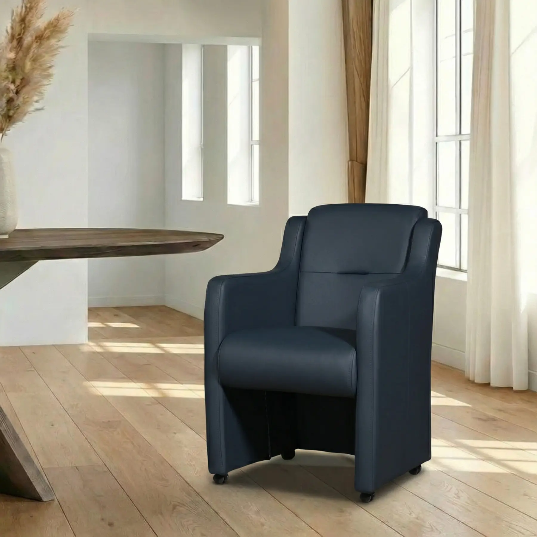 afbeelding van Leren eetkamerstoel Mass