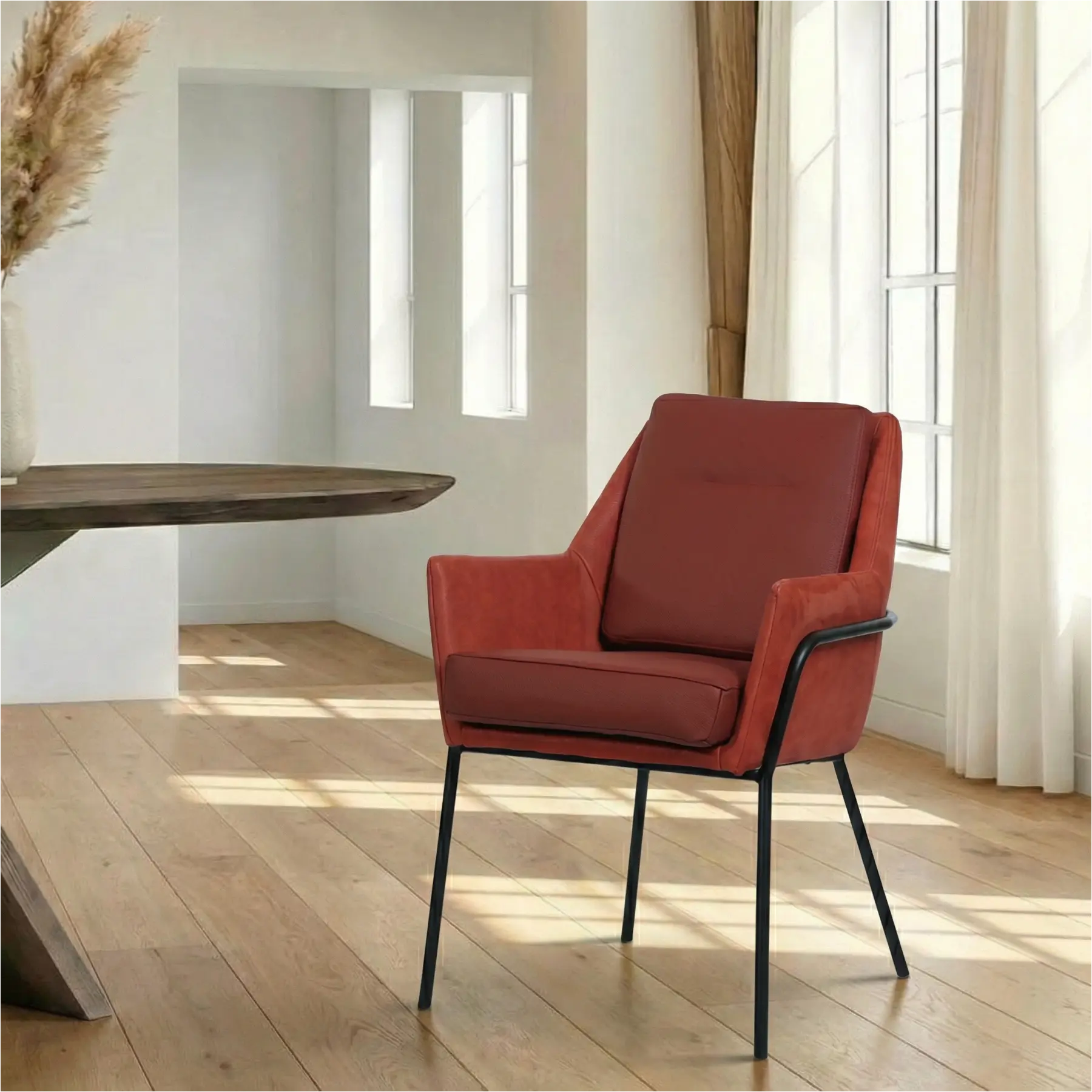 afbeelding van Leren eetkamerstoel Mix Duo