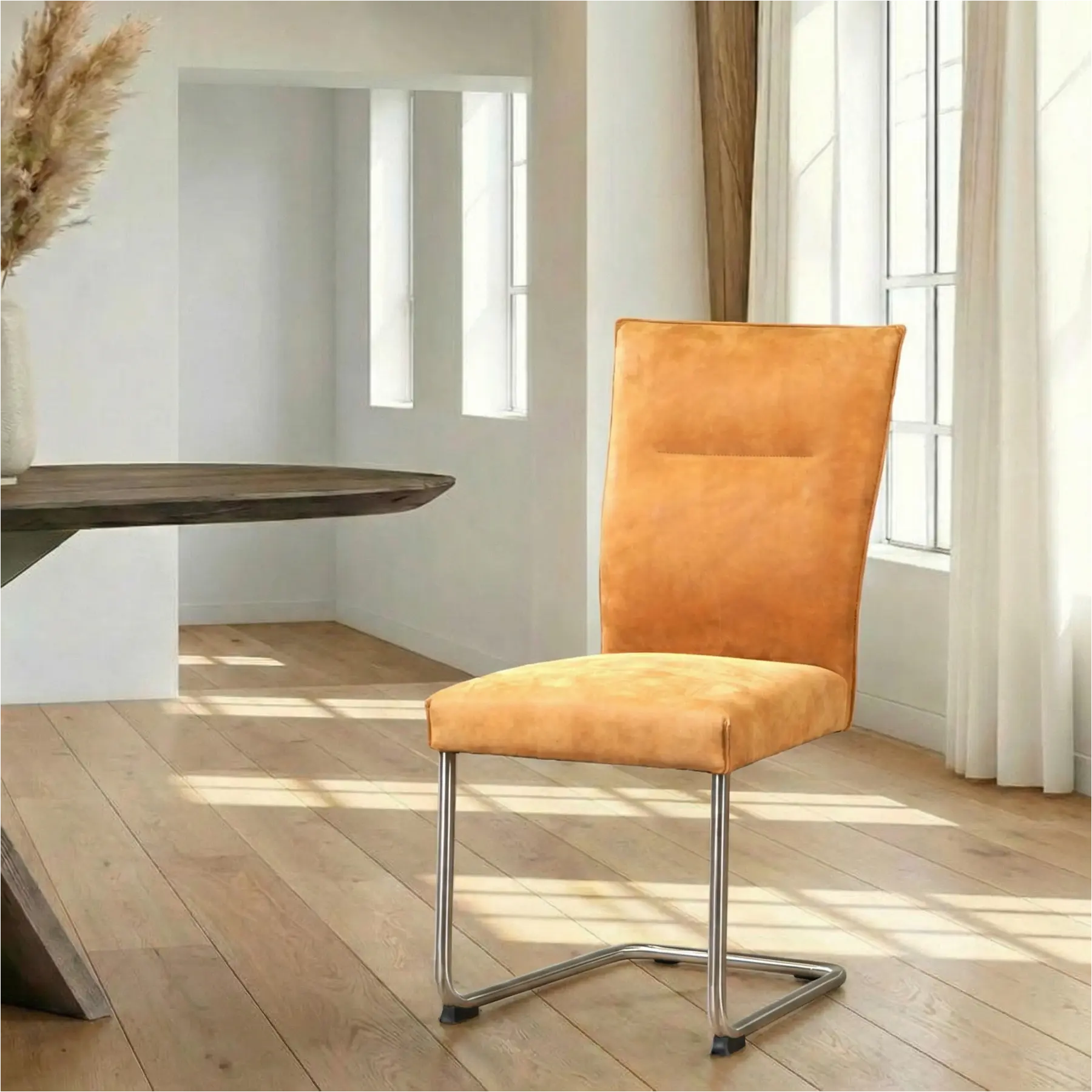 afbeelding van Leren eetkamerstoel Retro