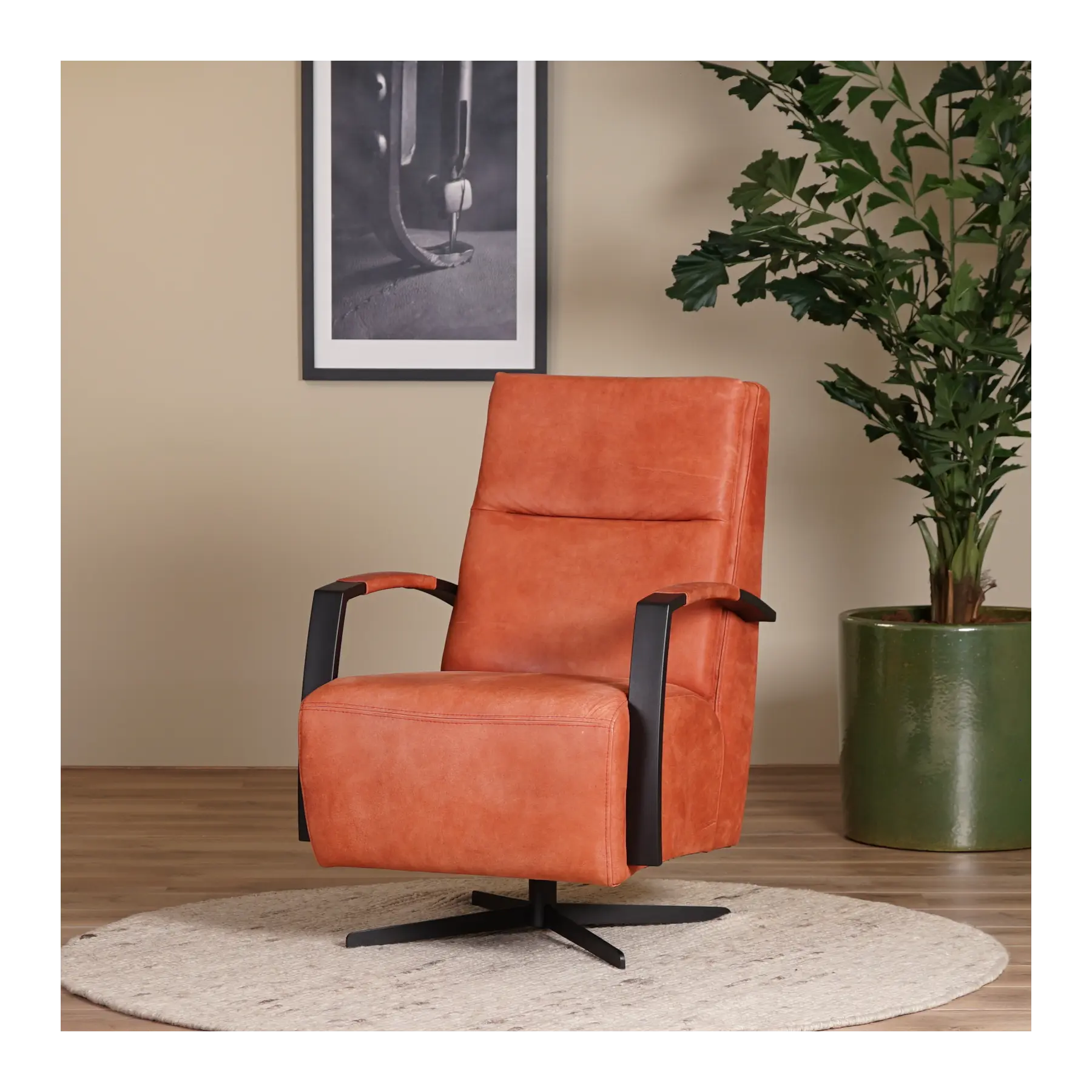 afbeelding van Leren draaifauteuil Award