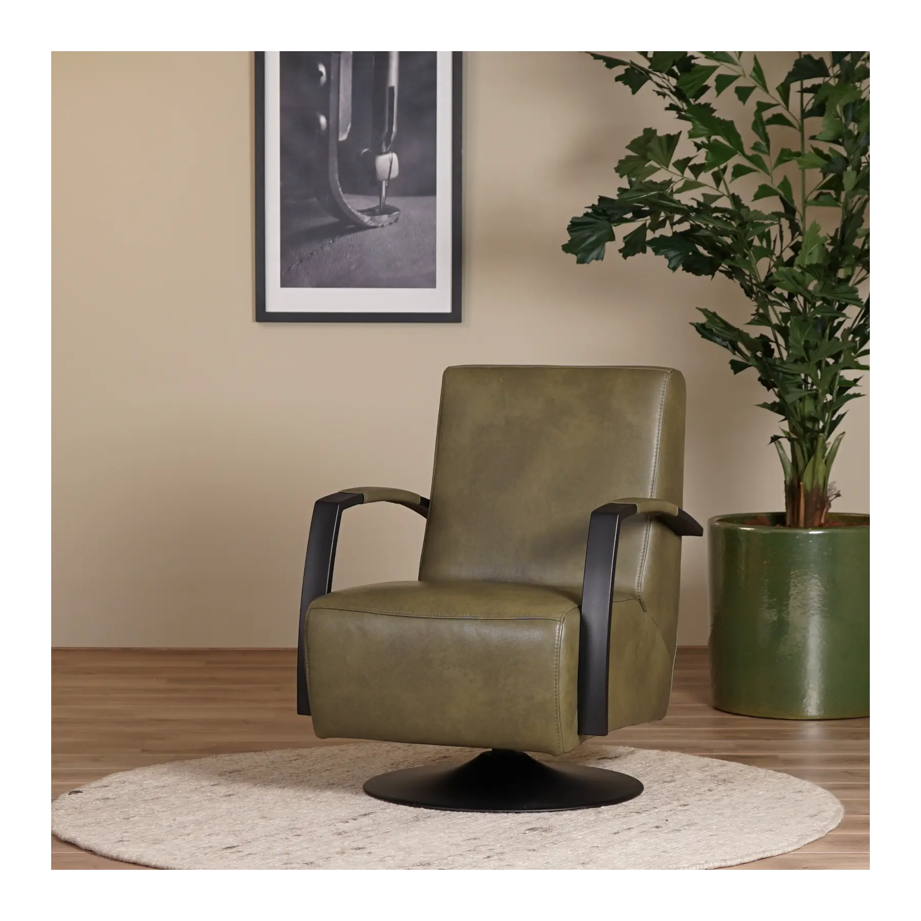 afbeelding van Leren draaifauteuil Mood