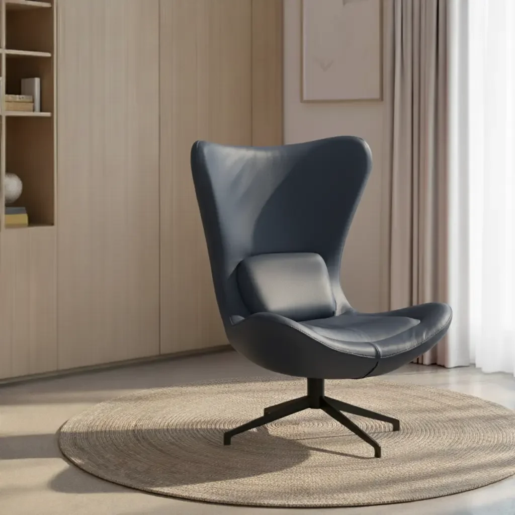 afbeelding van Leren draaifauteuil Soul - Toledo Marine (blauw) - Stervoet zwart