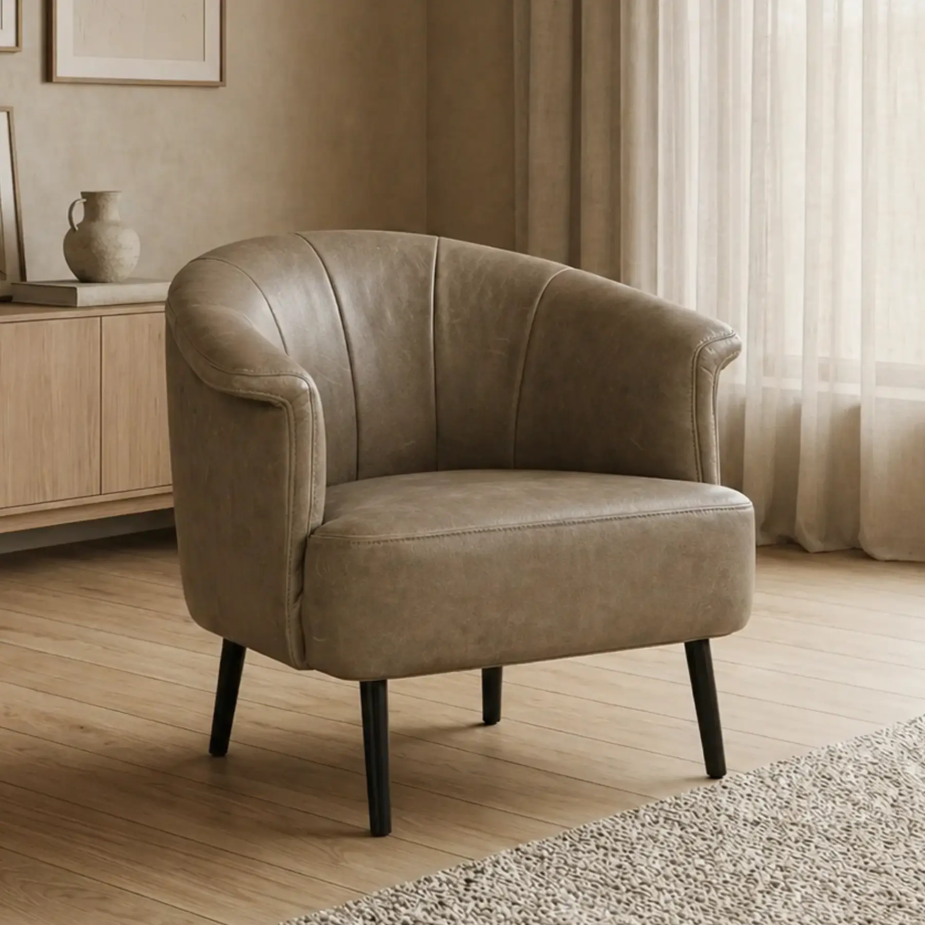 afbeelding van Leren fauteuil Embrace - Vintage Stone (grijs)
