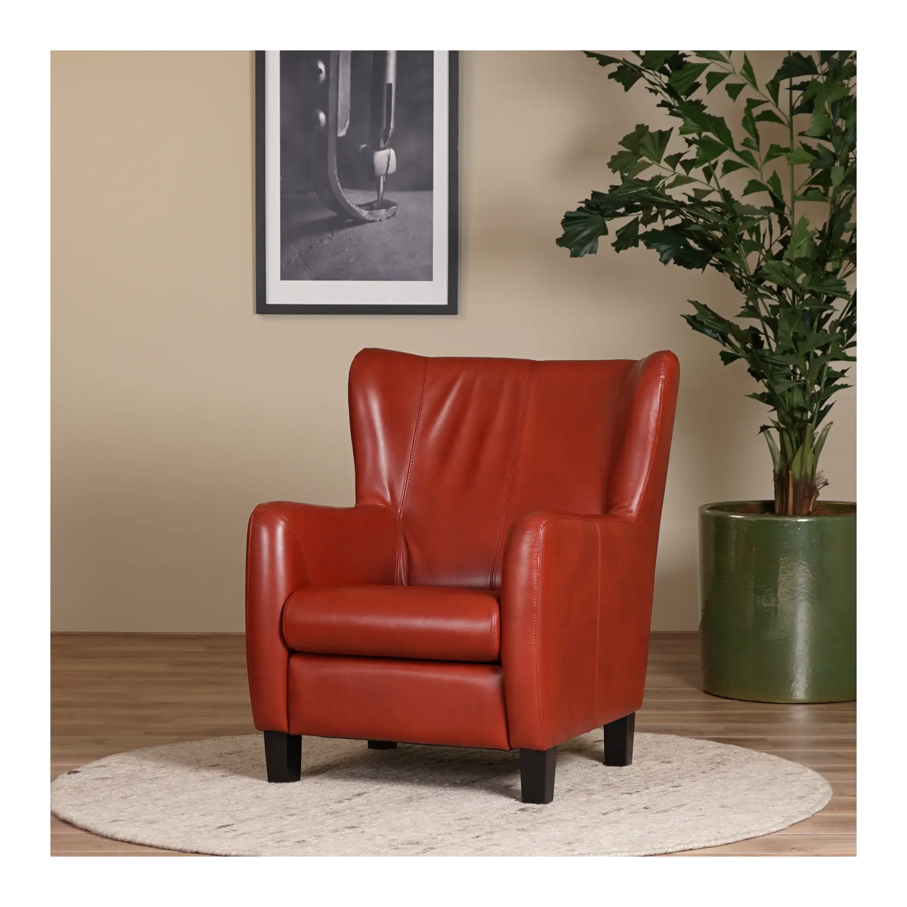 afbeelding van Leren fauteuil Hug