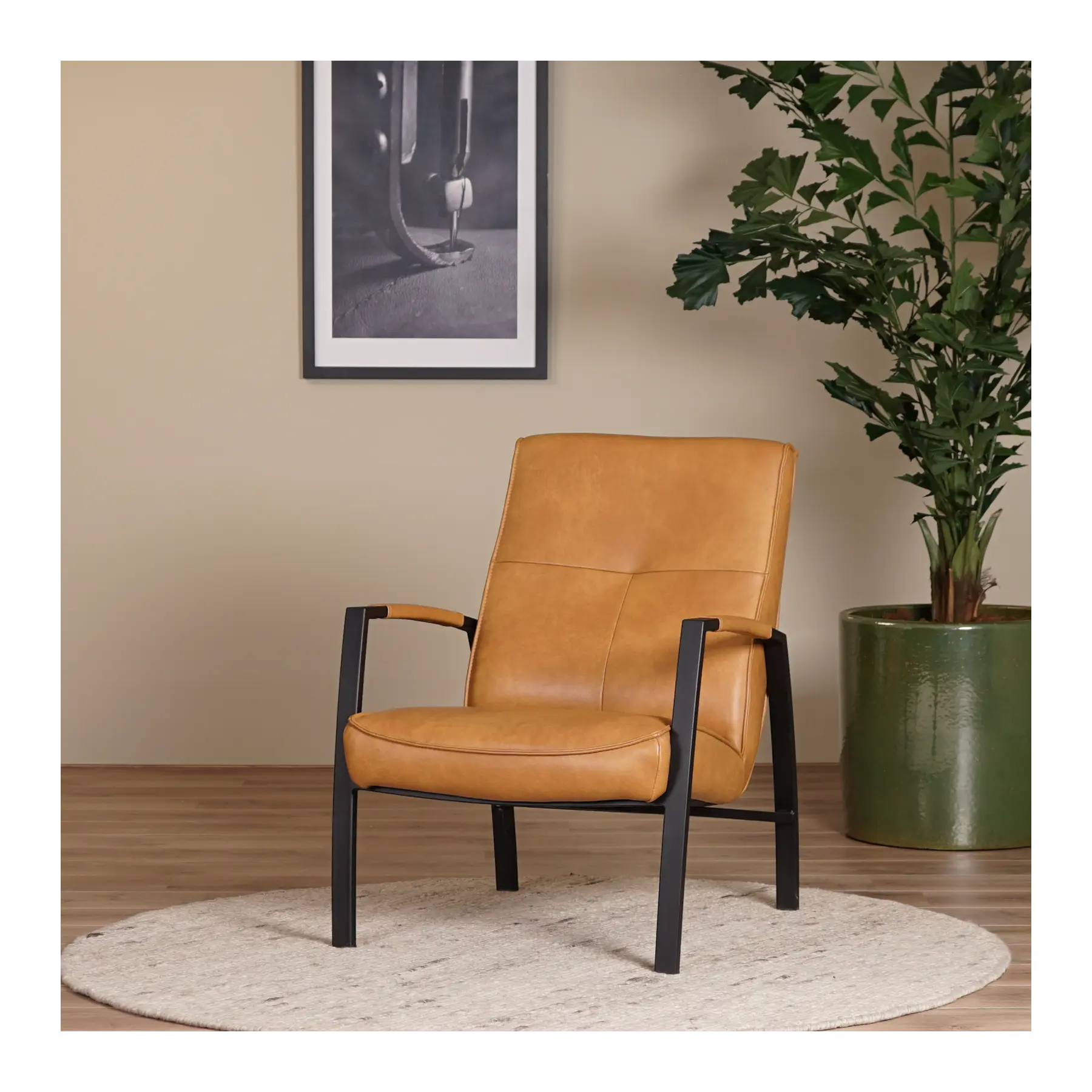 afbeelding van Leren fauteuil Level