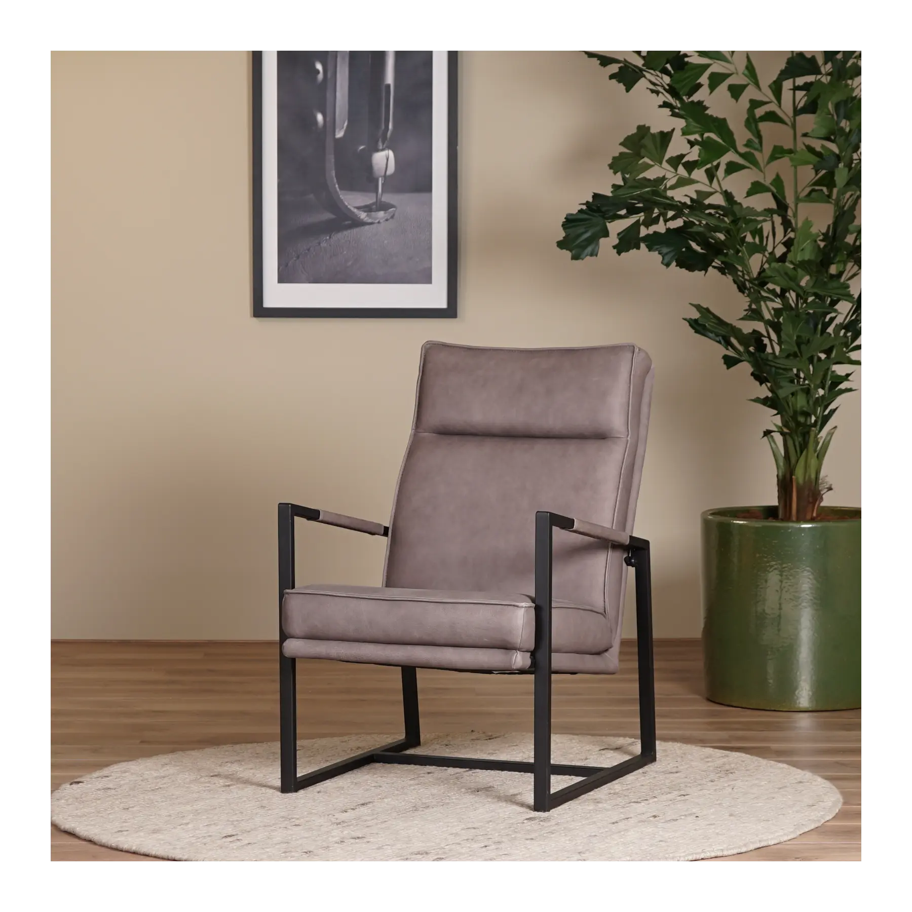afbeelding van Leren fauteuil Square