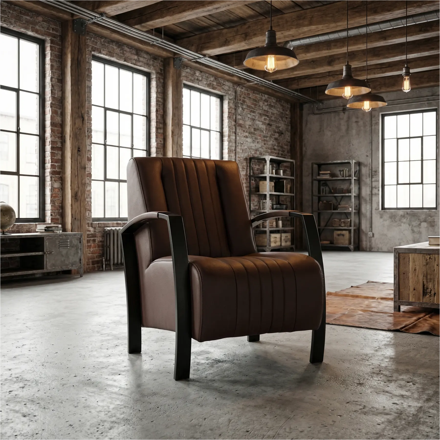 afbeelding van Leren fauteuil Glamour - Toledo Espresso (bruin)