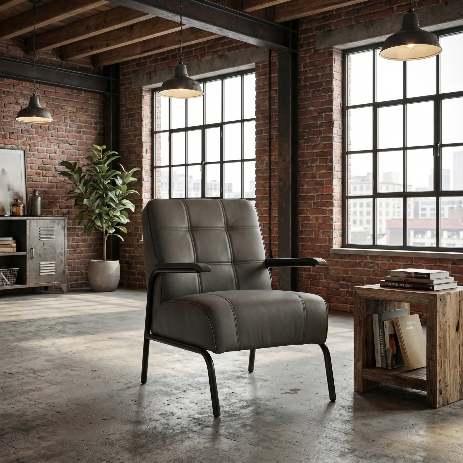 afbeelding van Leren fauteuil Ahead - Hermes Antracite (donkergrijs)