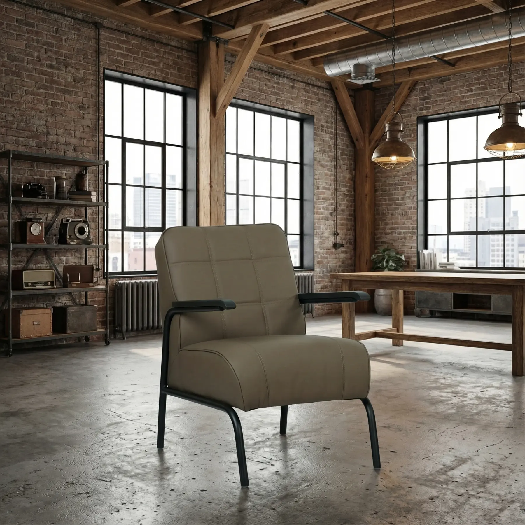 afbeelding van Leren fauteuil Ahead - Hermes Lever (bruin)