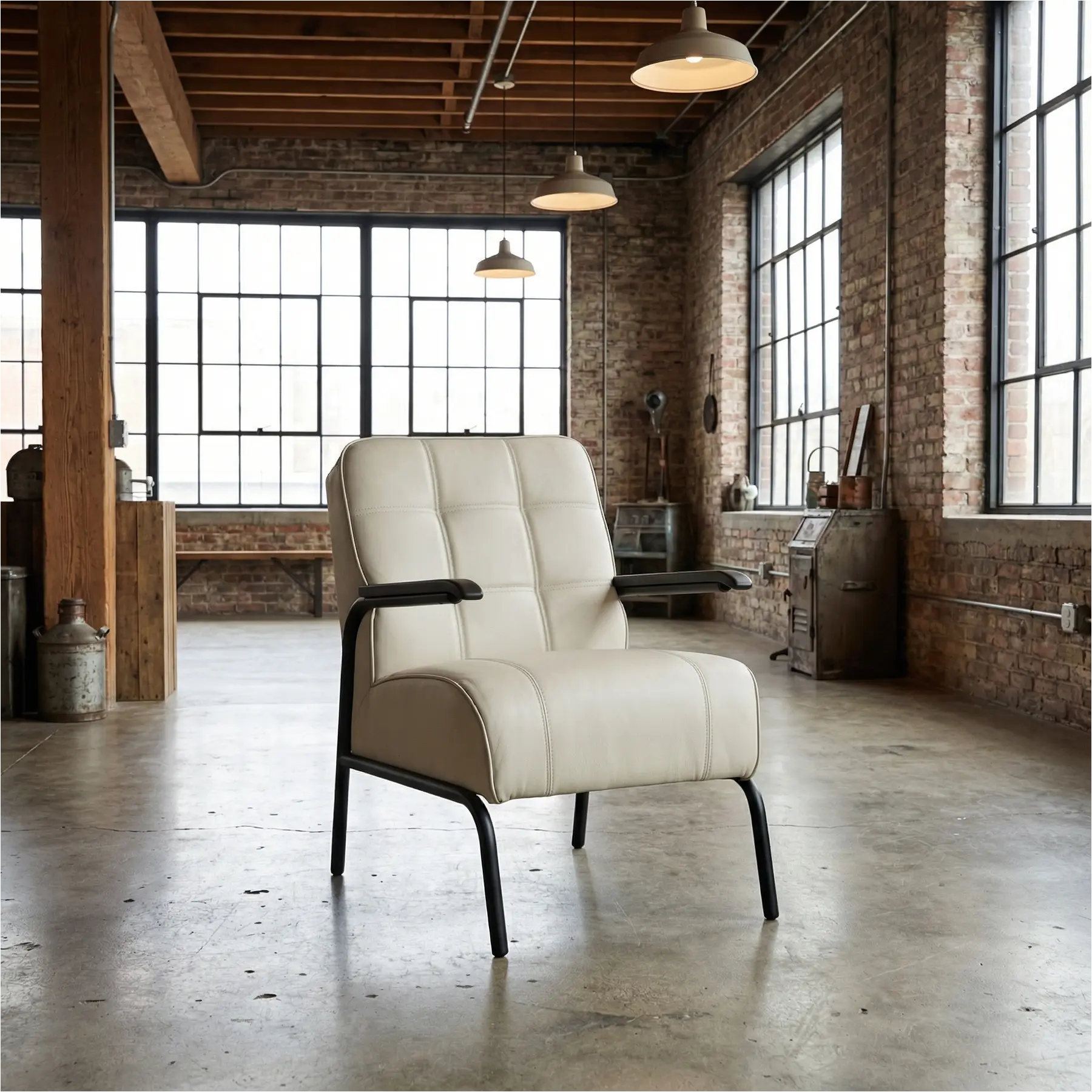 afbeelding van Leren fauteuil Ahead - Toledo Nebbia (crème)