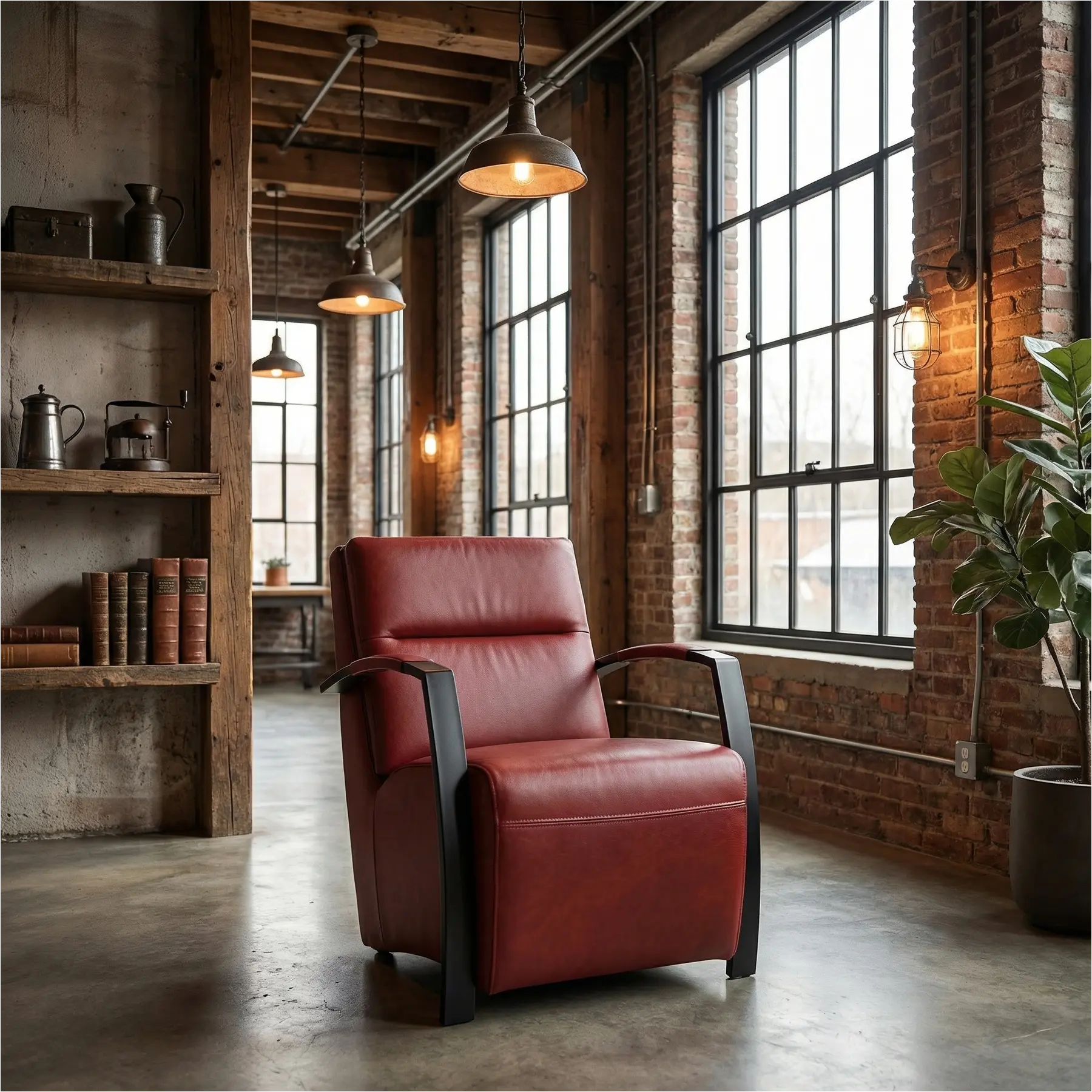 afbeelding van Leren fauteuil Arrival - Granada Rouge (rood)