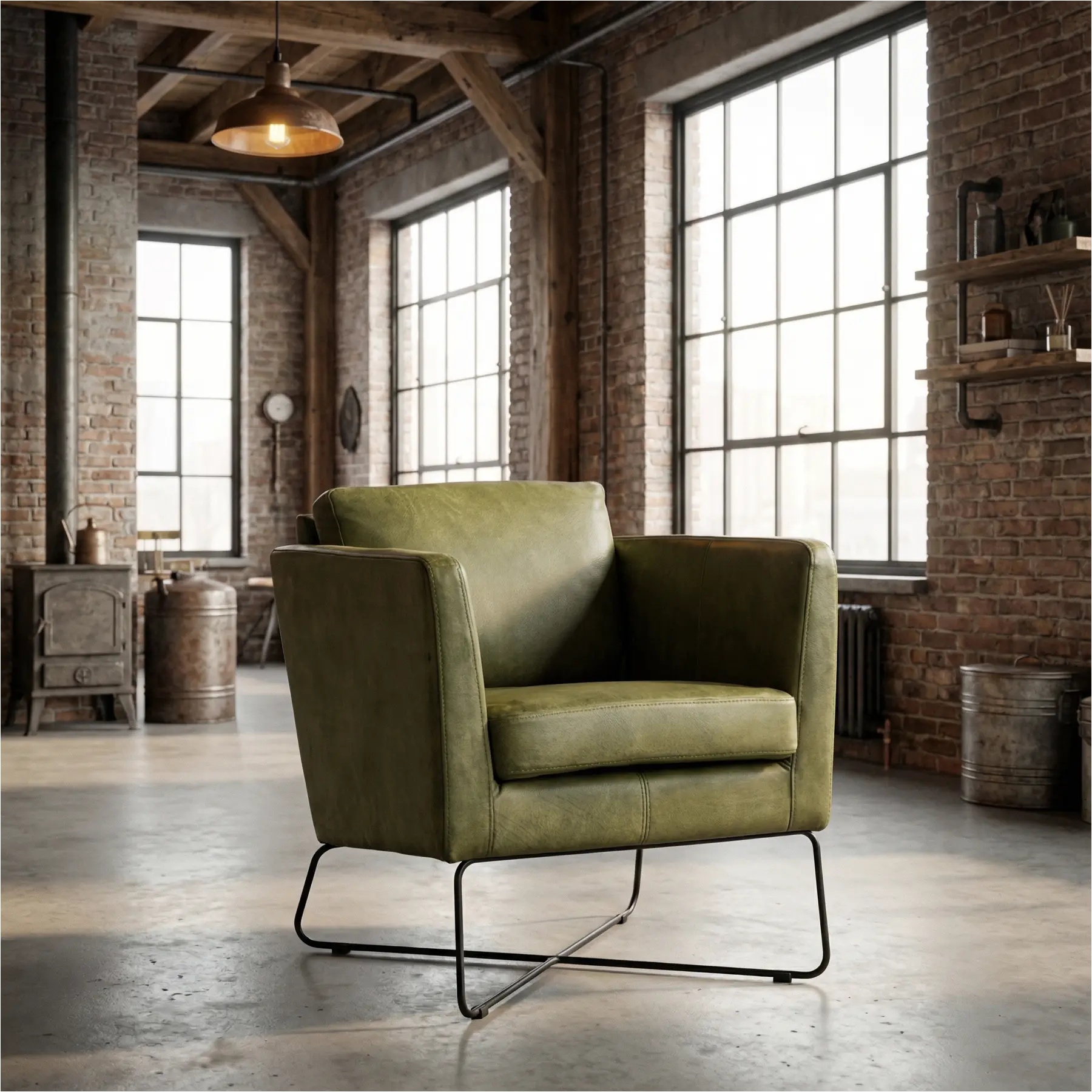 afbeelding van Leren fauteuil Crossover - Kenia Olive (olijf)