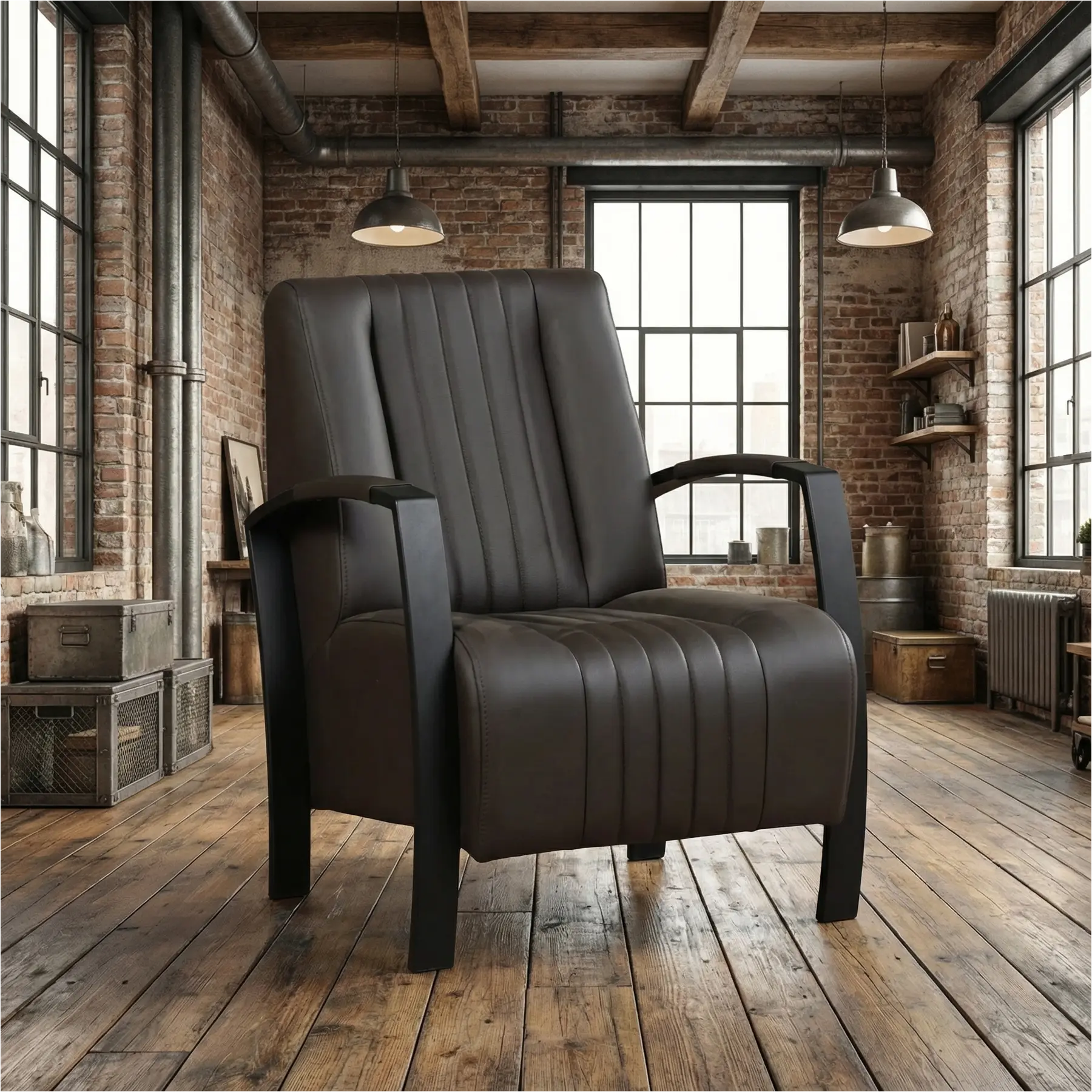 afbeelding van Leren fauteuil Glamour - Toledo Caffe (donkerbruin)