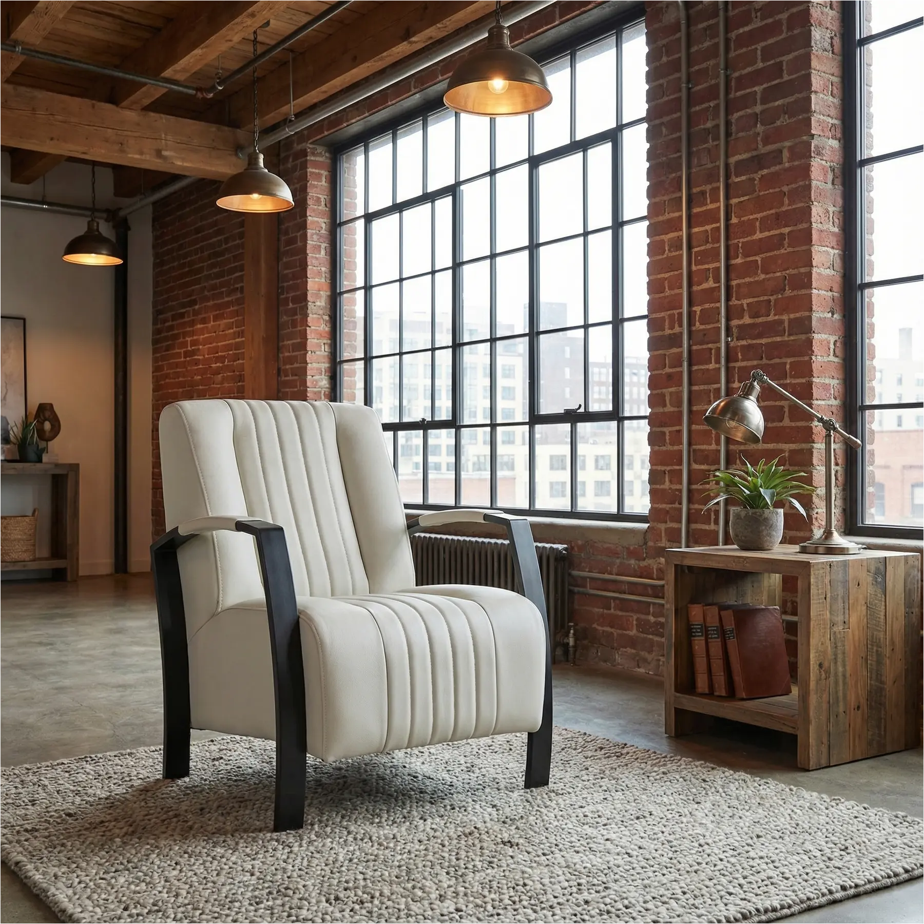 afbeelding van Leren fauteuil Glamour - Toledo Nebbia (crème)