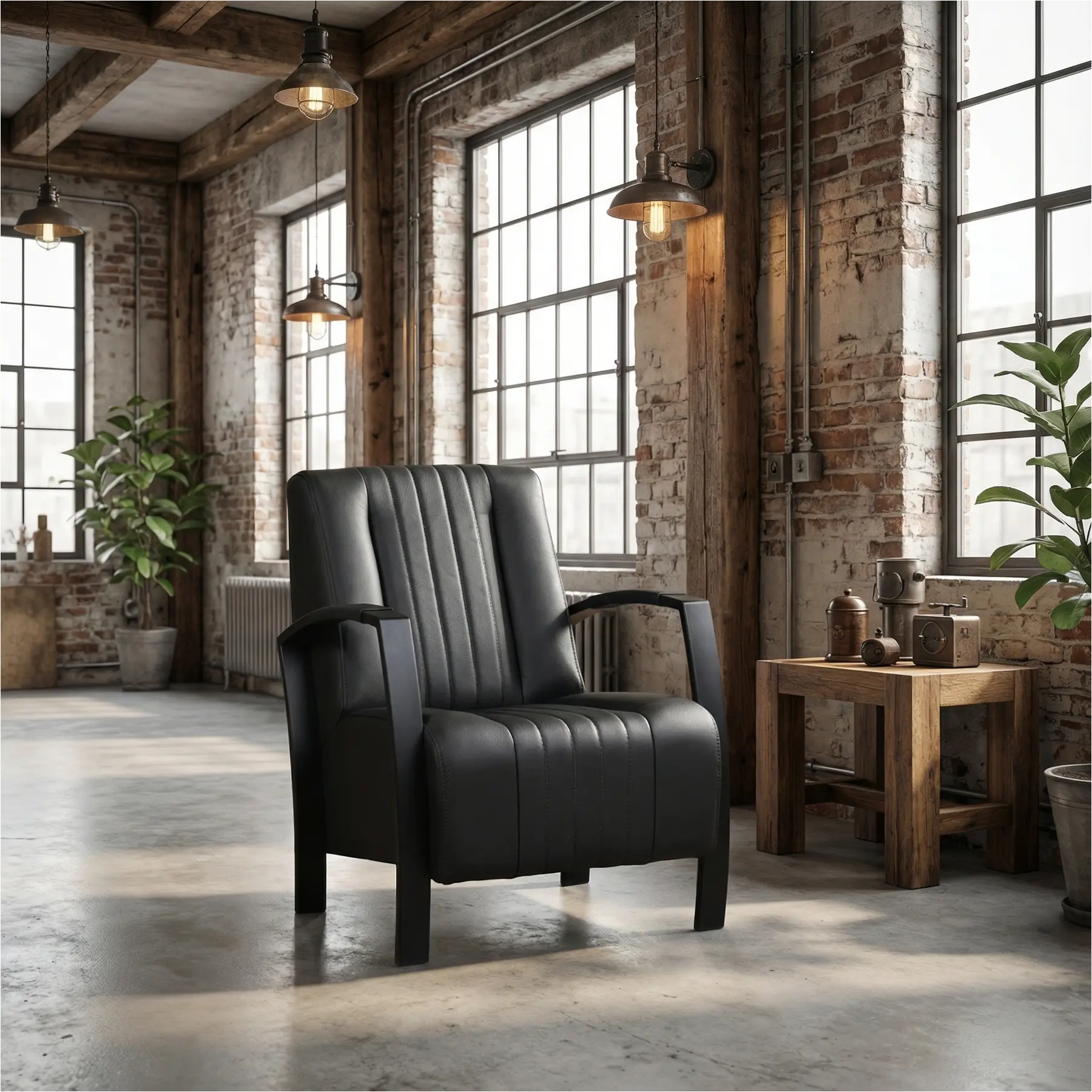 afbeelding van Leren fauteuil Glamour - Toledo Nero (zwart)